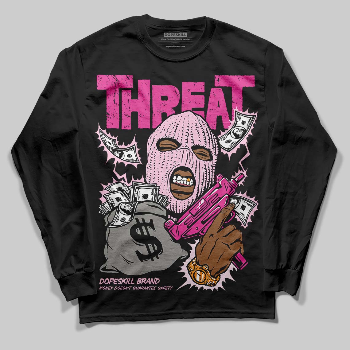 Triple Pink Dunk superstreetwear Long Sleeve T-Shirt Under Threat Graphic