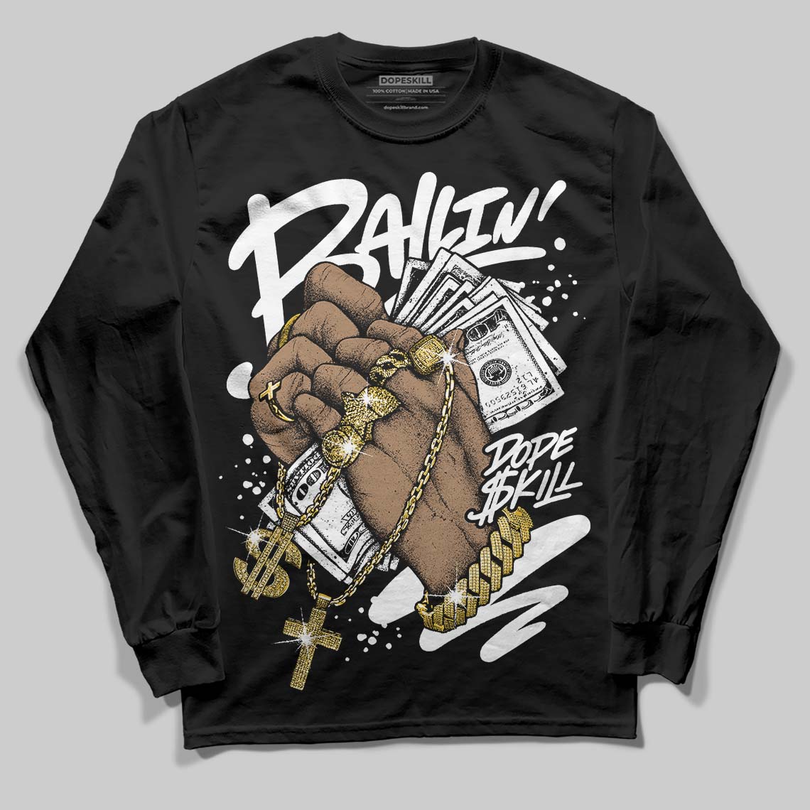 Black and White Collection superstreetwear Long Sleeve T-Shirt Always Ballin' Graphic