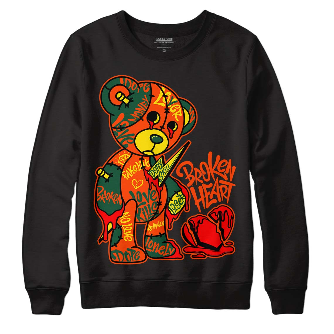 Dunk Low Team Dark Green Orange superstreetwear Sweatshirt Broken Heart Graphic