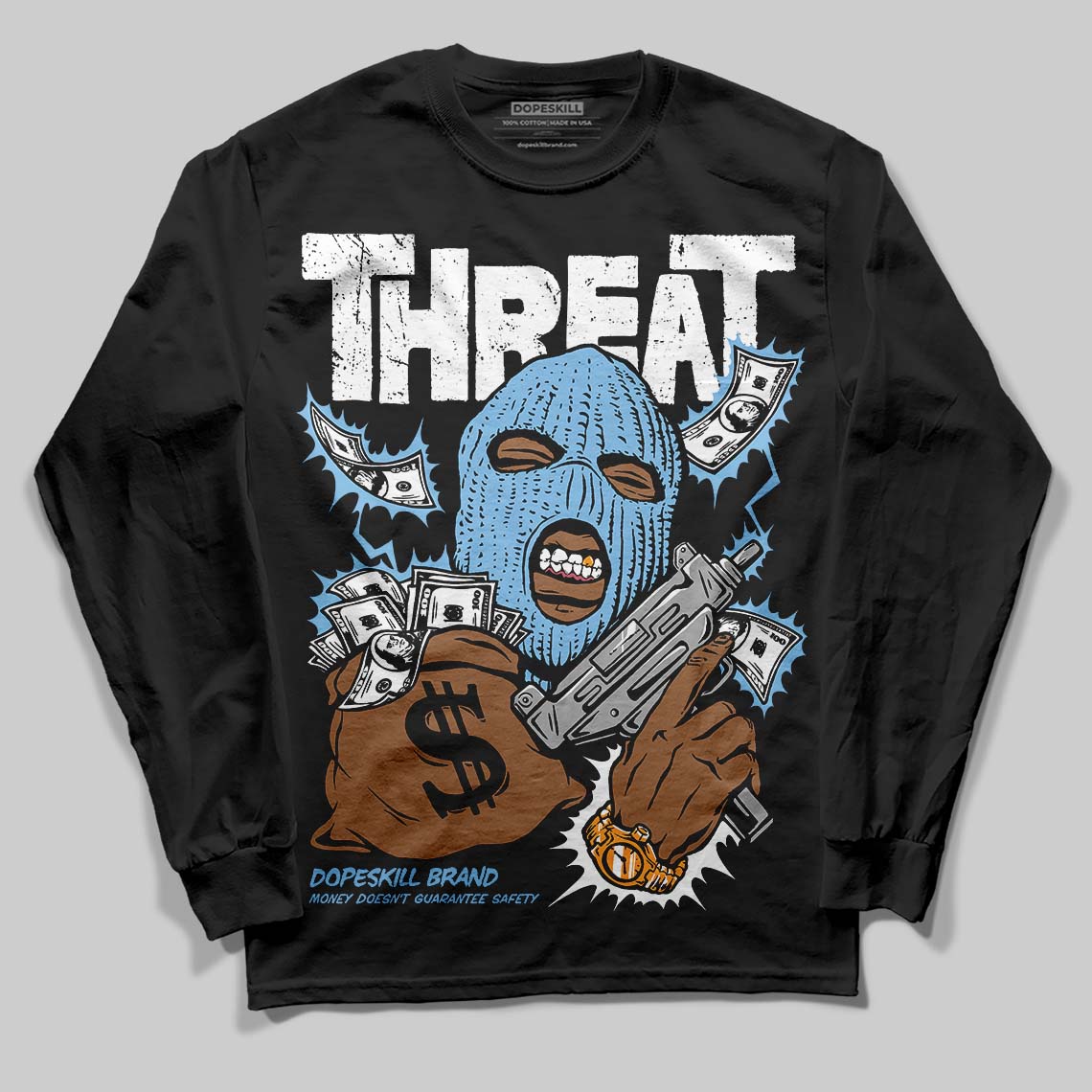 University Blue Collection superstreetwear Long Sleeve T-Shirt Under Threat Graphic