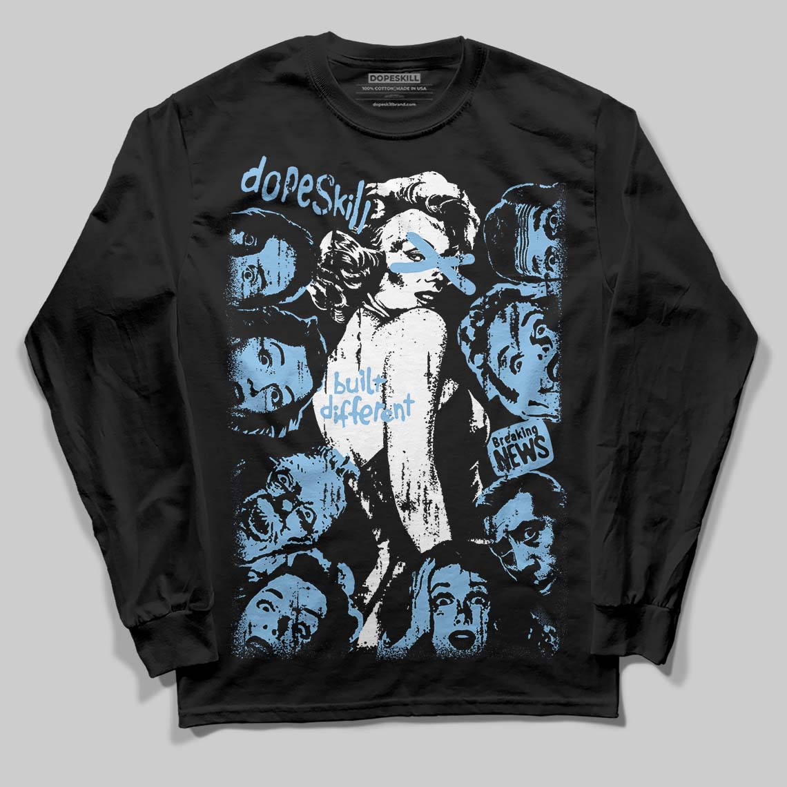 University Blue Collection superstreetwear Long Sleeve T-Shirt Built Different Graphic