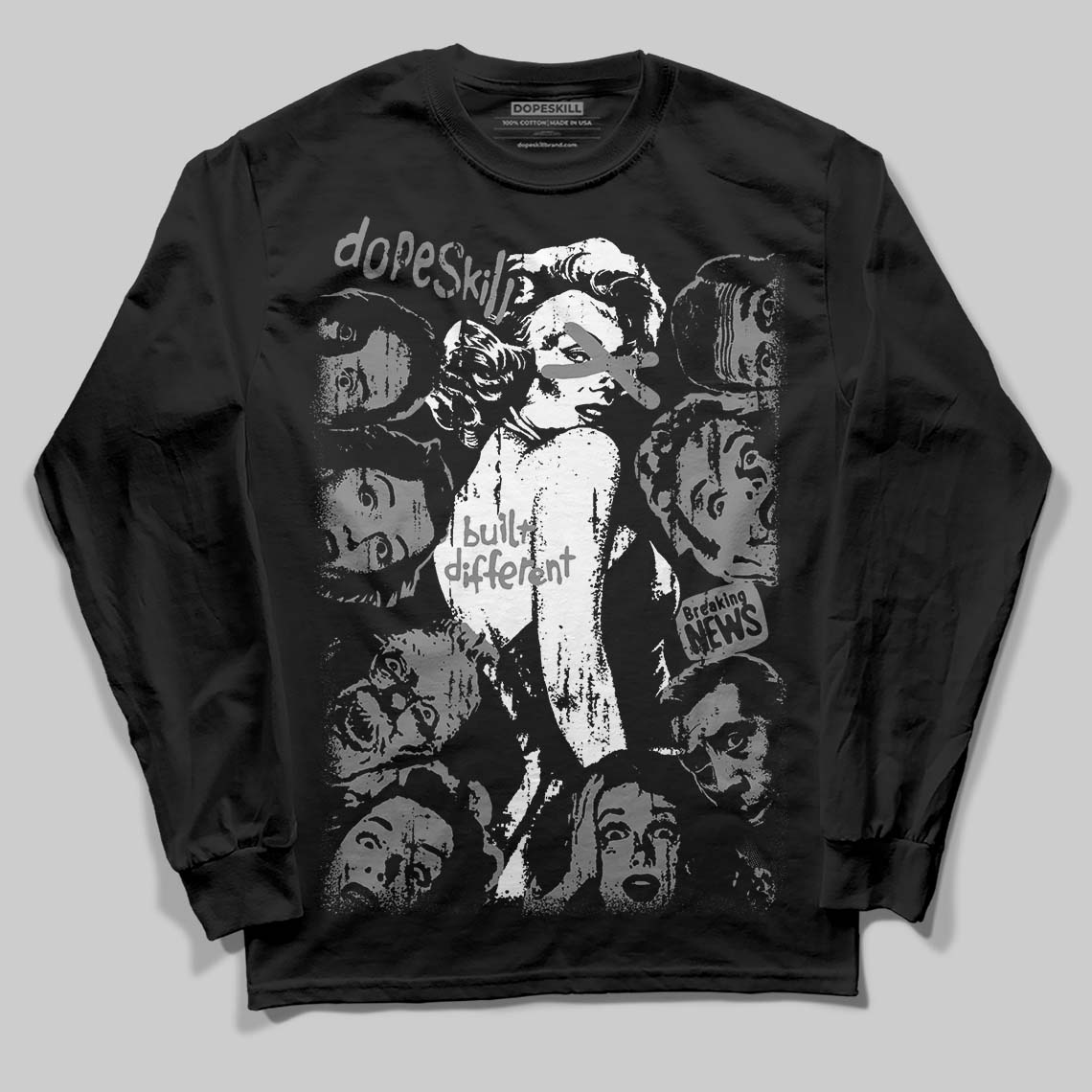 Grey Collection superstreetwear Long Sleeve T-Shirt Built Different Graphic