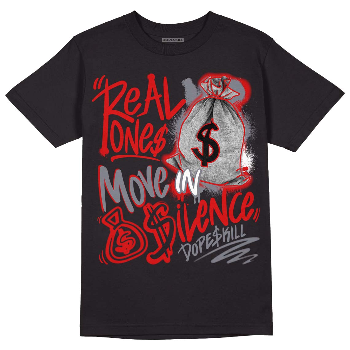 Gym Red 9s superstreetwear T-Shirt Real Ones Move In Silence Graphic