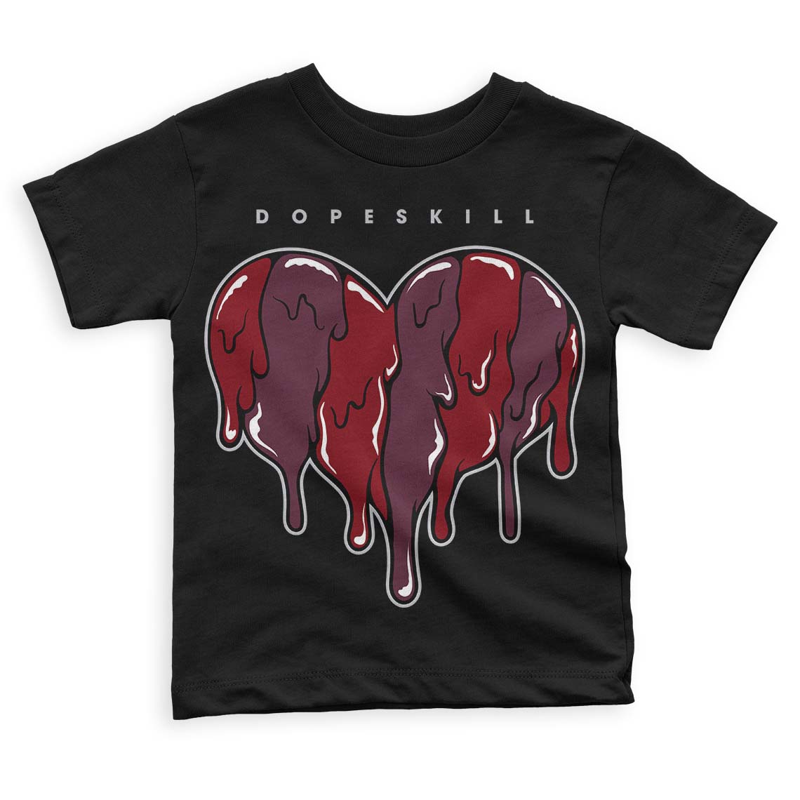 Burgundy 5s superstreetwear Toddler Kids T-shirt Slime Drip Heart Graphic