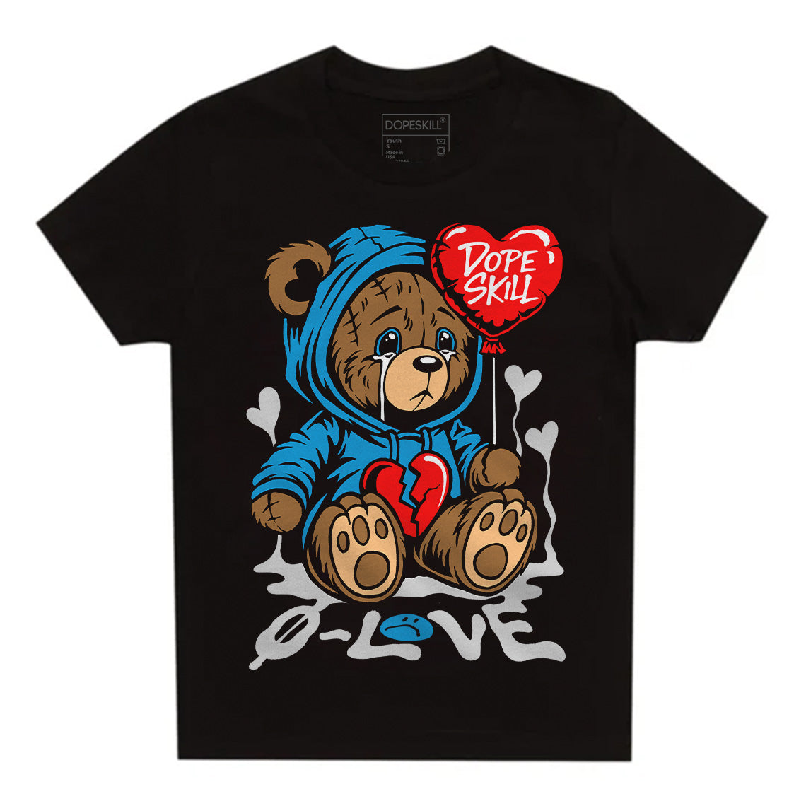 Military Blue 4s superstreetwear Toddler Kids T-shirt Broken Bear Graphic