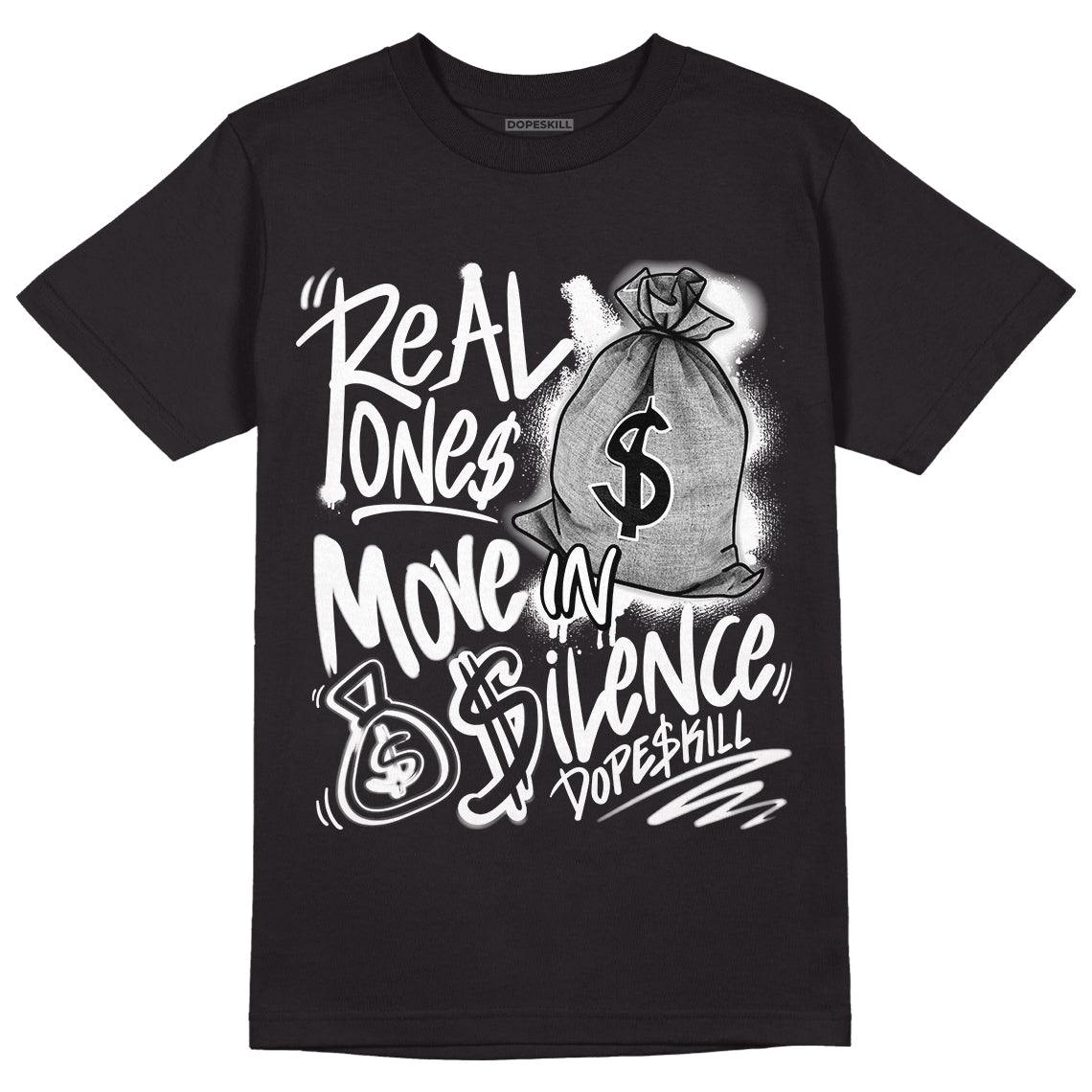 Dunk Low Panda White Black superstreetwear T-Shirt Real Ones Move In Silence Graphic