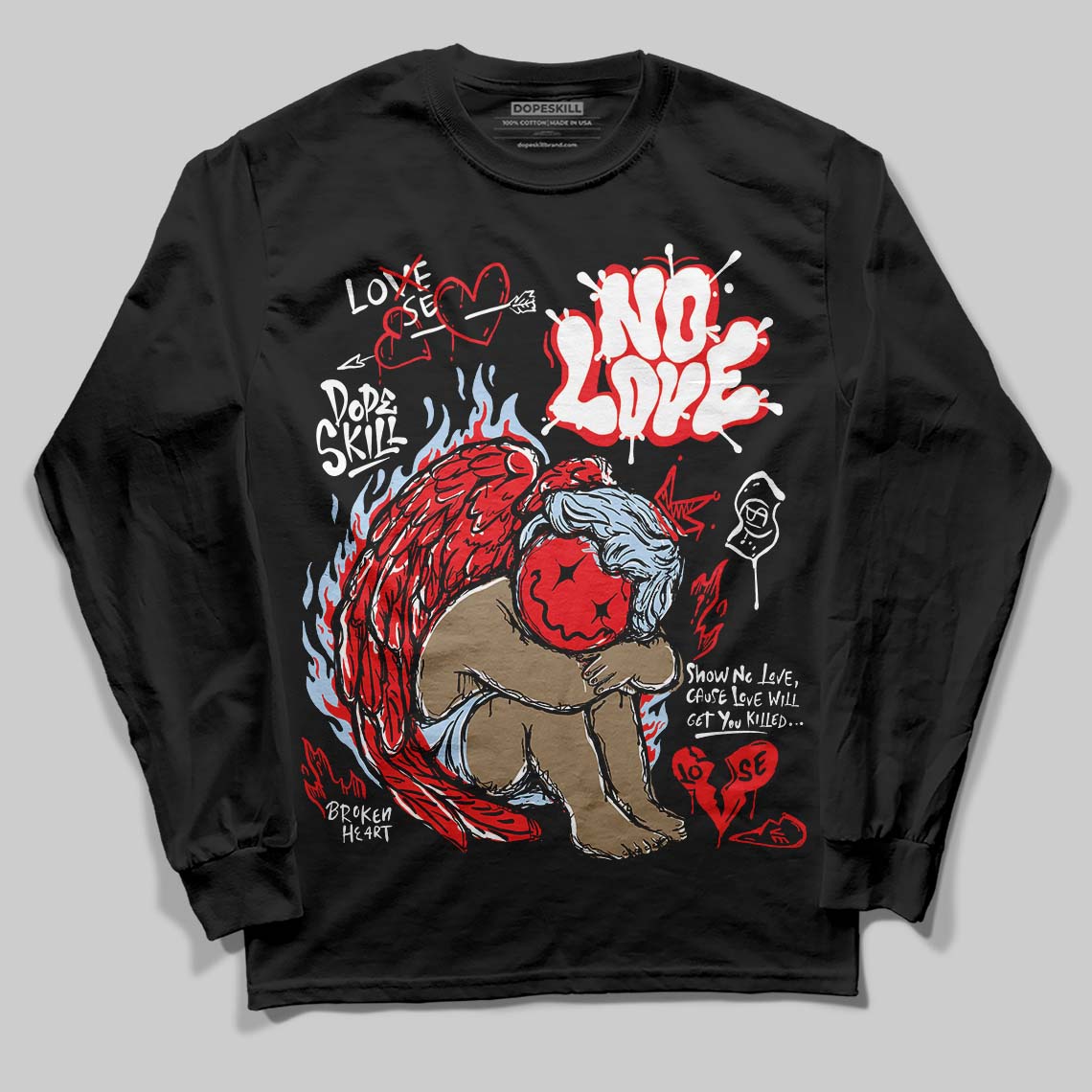 Cherry 11s superstreetwear Long Sleeve T-Shirt No Love Graphic