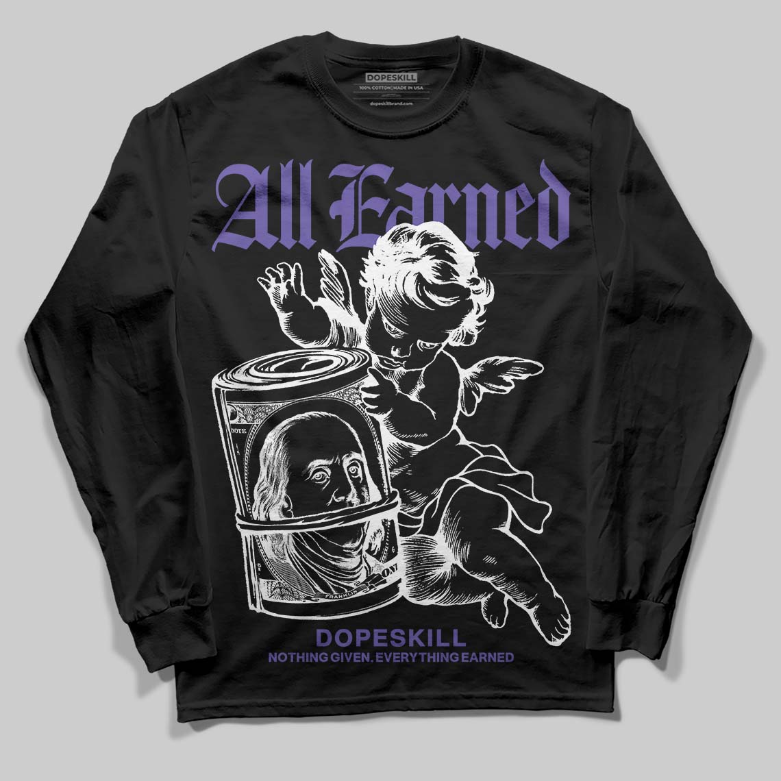 Grape 5s superstreetwear Long Sleeve T-Shirt All Earned Graphic