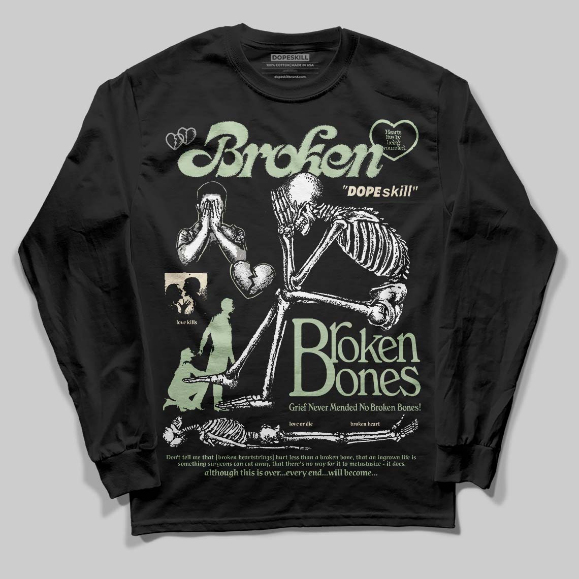 Seafoam 4s 2025 superstreetwear Long Sleeve T-Shirt Broken Bones Graphic