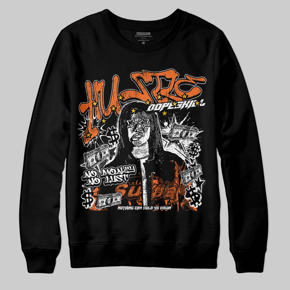Orange Black White superstreetwear Sweatshirt No Money No Lust Graphic