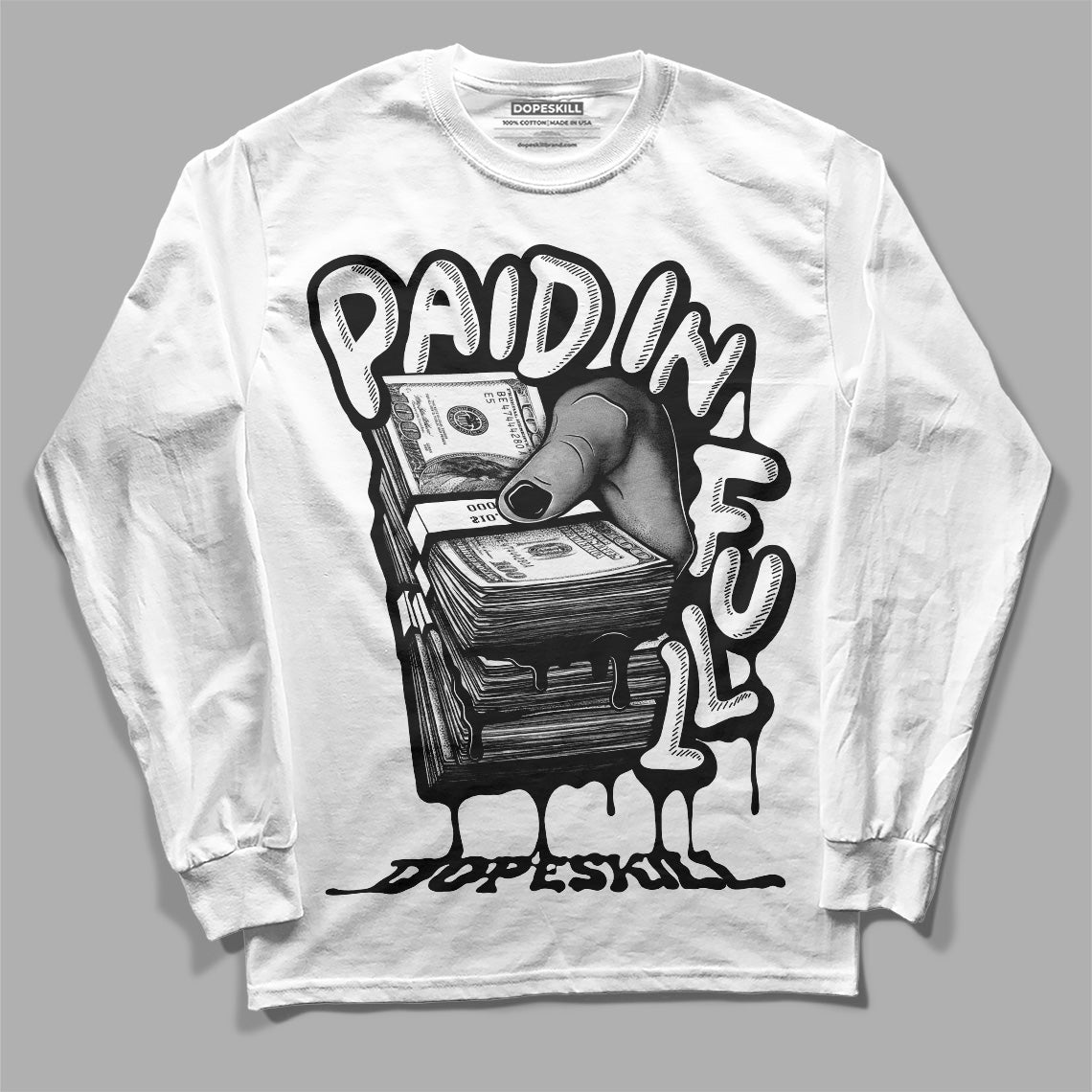 Panda White Black Dunk Low superstreetwear Long Sleeve T-Shirt Paid In Full Graphic