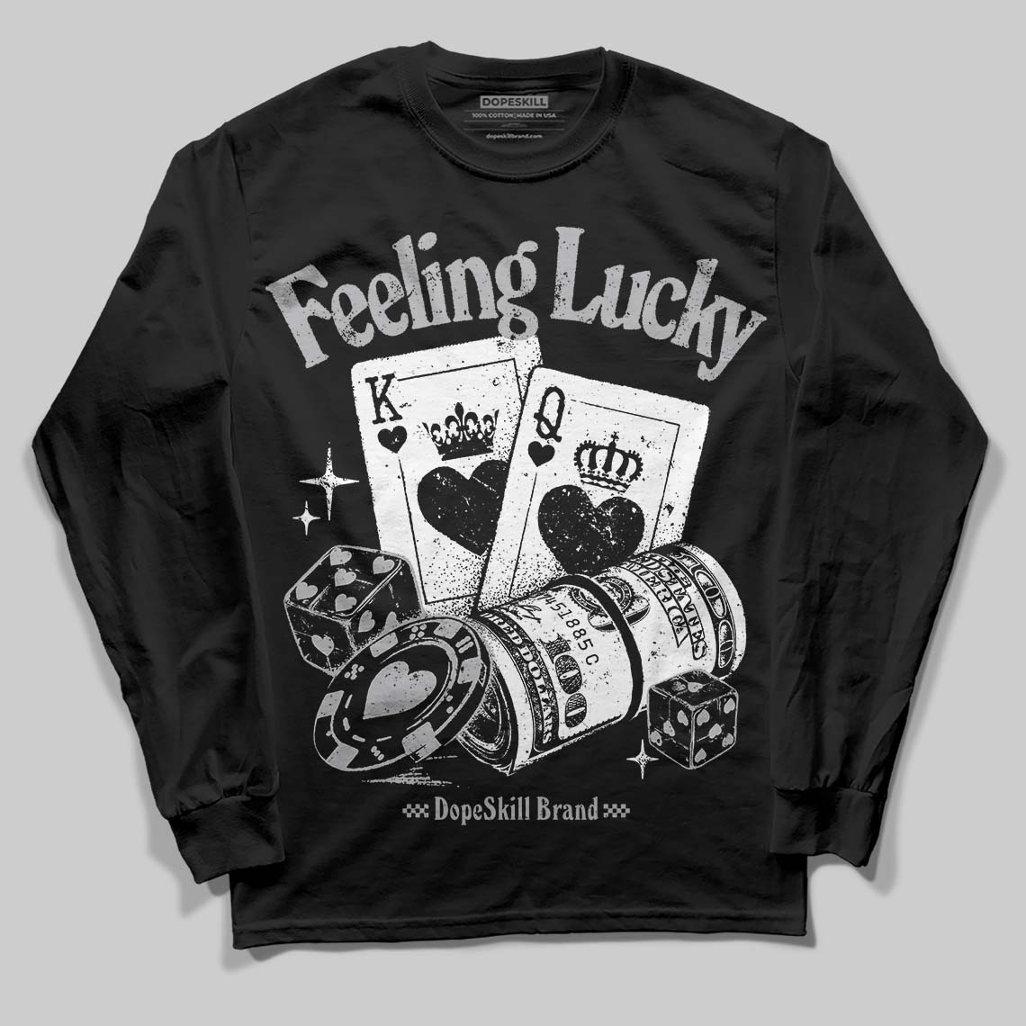 White Cement 4s superstreetwear Long Sleeve T-Shirt Feeling Lucky Graphic