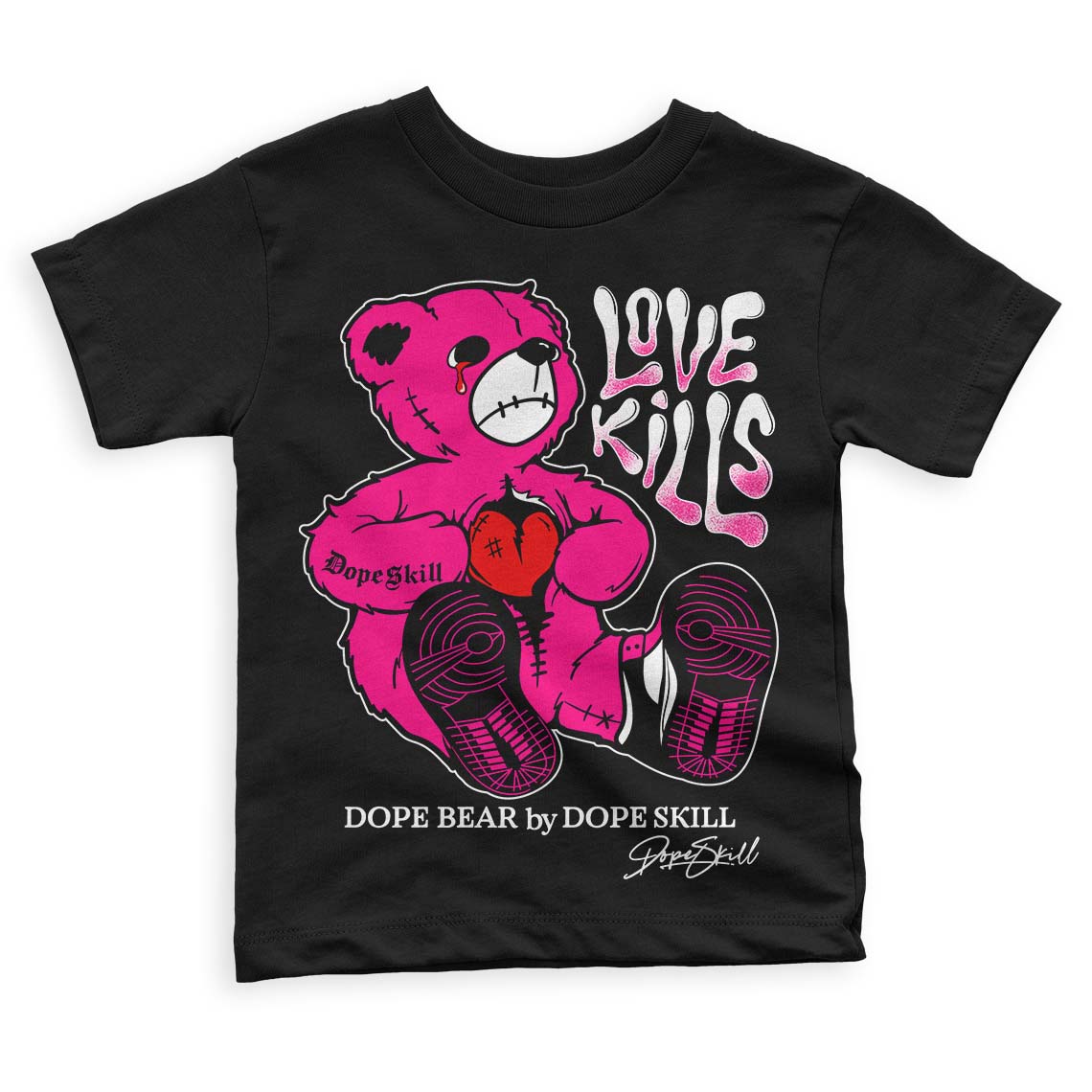 Fierce Pink 1s superstreetwear Toddler Kids T-shirt Love Kills Graphic
