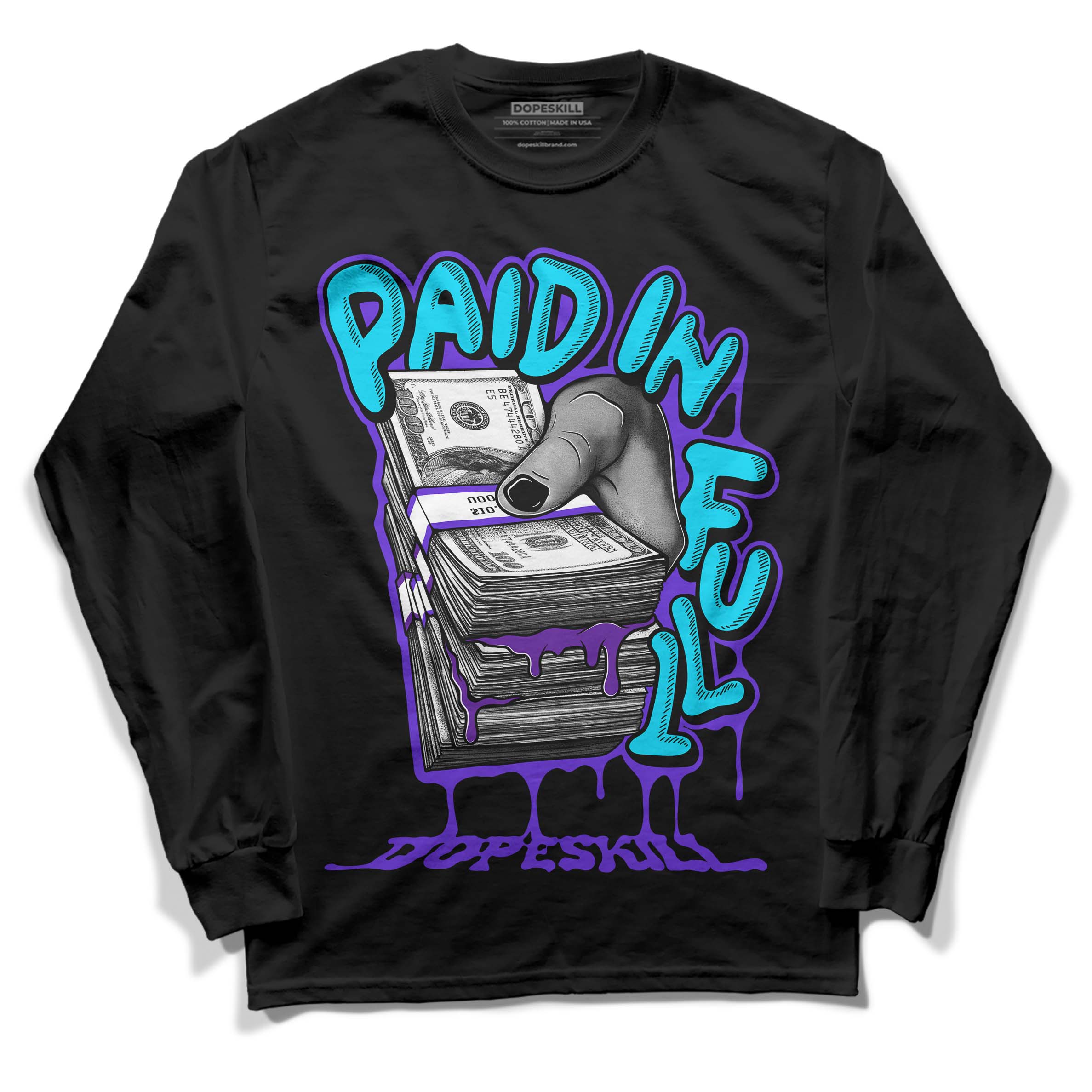 Aqua 6s superstreetwear Long Sleeve T-Shirt Paid In Full Graphic