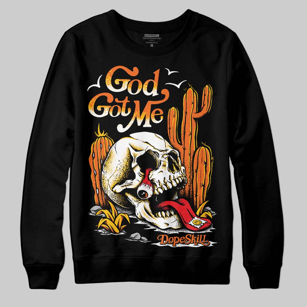 Orange Black White superstreetwear Sweatshirt God Got Me Graphic