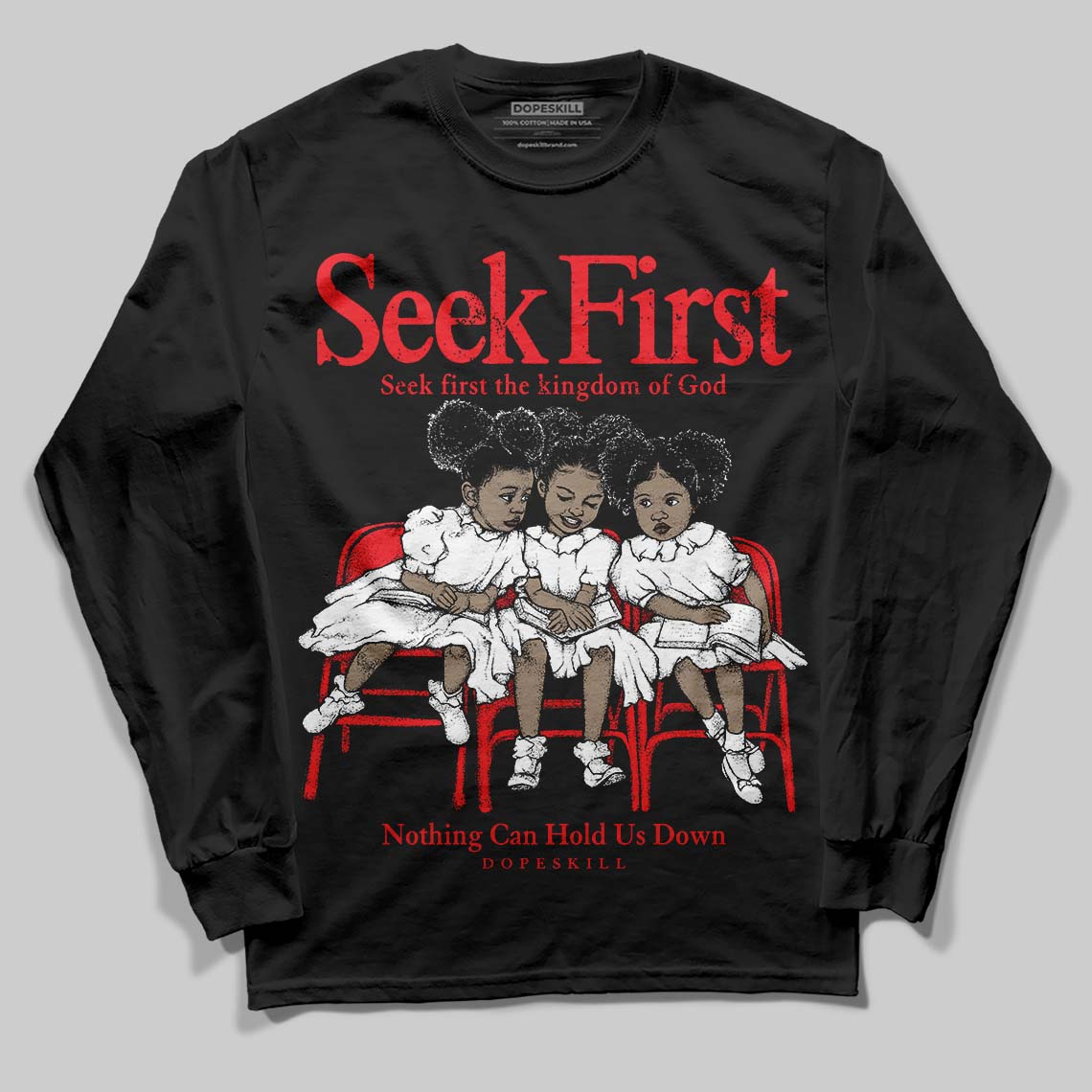 Red Collection superstreetwear Long Sleeve T-Shirt New Seek First Graphic