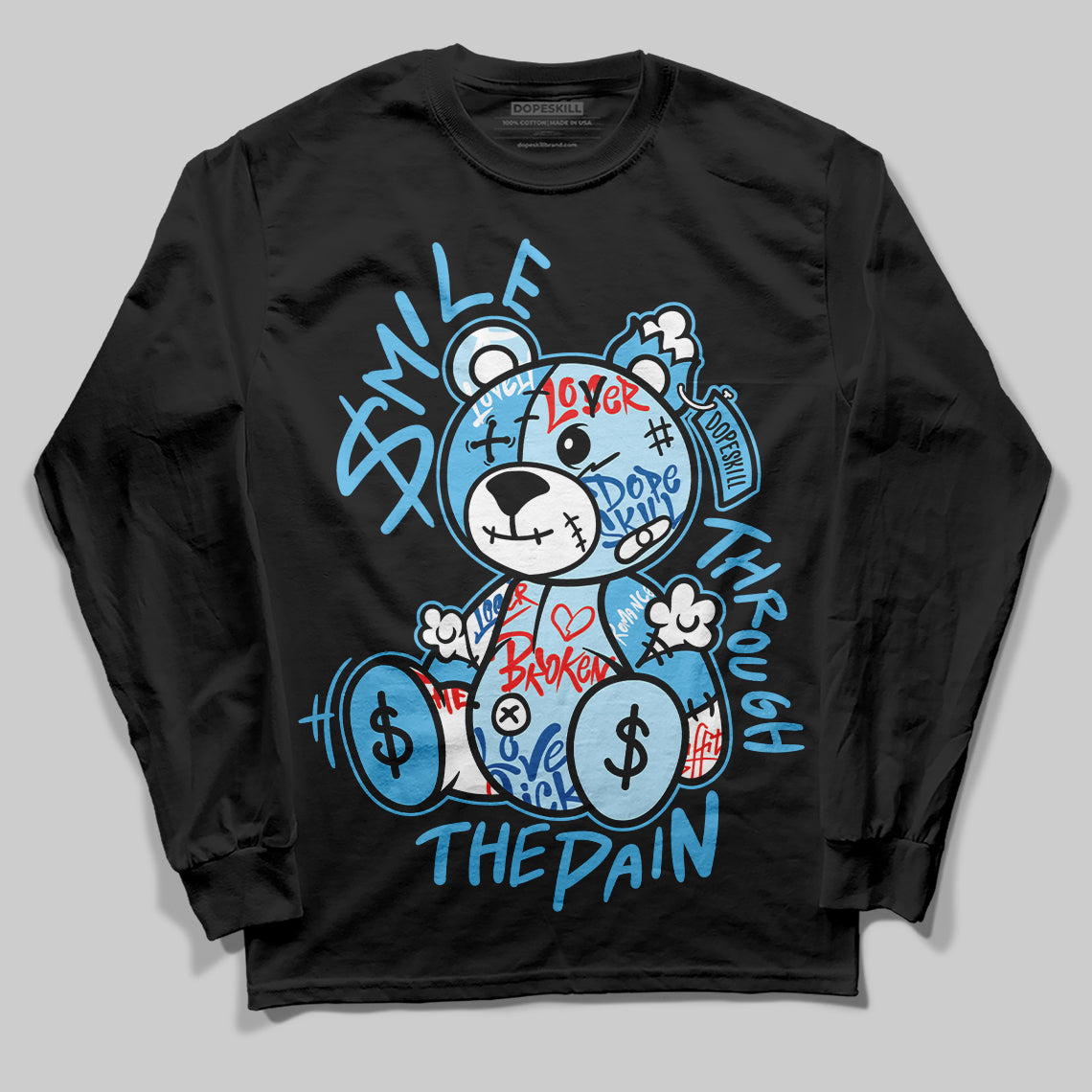 Legend Blue 11s superstreetwear Long Sleeve T-Shirt Smile Through The Pain Graphic