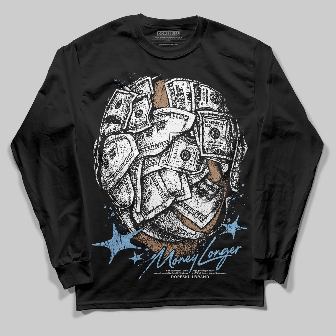 University Blue Collection superstreetwear Long Sleeve T-Shirt Money Longer Graphic