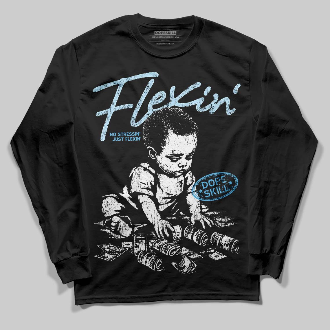 Legend Blue 11s superstreetwear Long Sleeve T-Shirt Flexin' Graphic