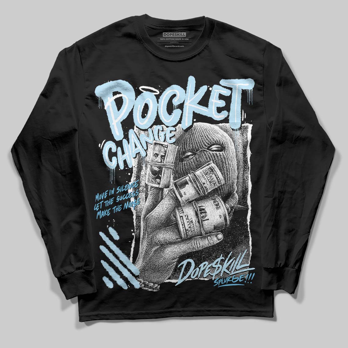Legend Blue 11s superstreetwear Long Sleeve T-Shirt Pocket Change Graphic