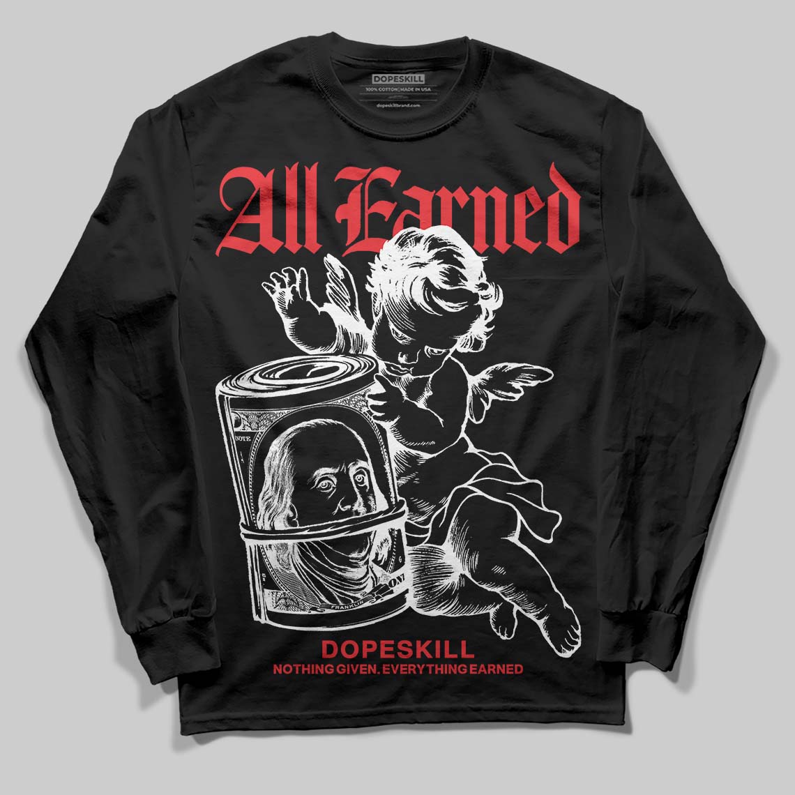 Black and White Collection superstreetwear Long Sleeve T-Shirt All Earned Graphic