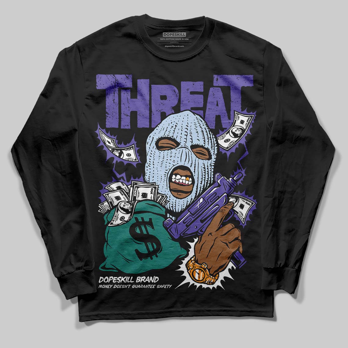 Grape 5s superstreetwear Long Sleeve T-Shirt Under Threat Graphic