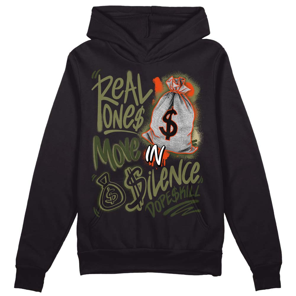 Olive Collection superstreetwear Hoodie Sweatshirt Real Ones Move In Silence Graphic