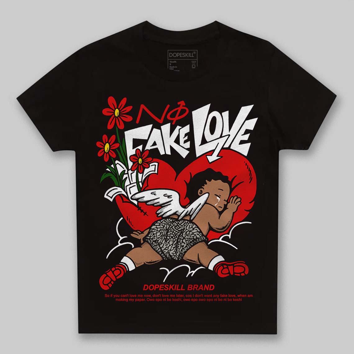 Fire Red 3s superstreetwear Toddler Kids T-shirt No Fake Love Graphic