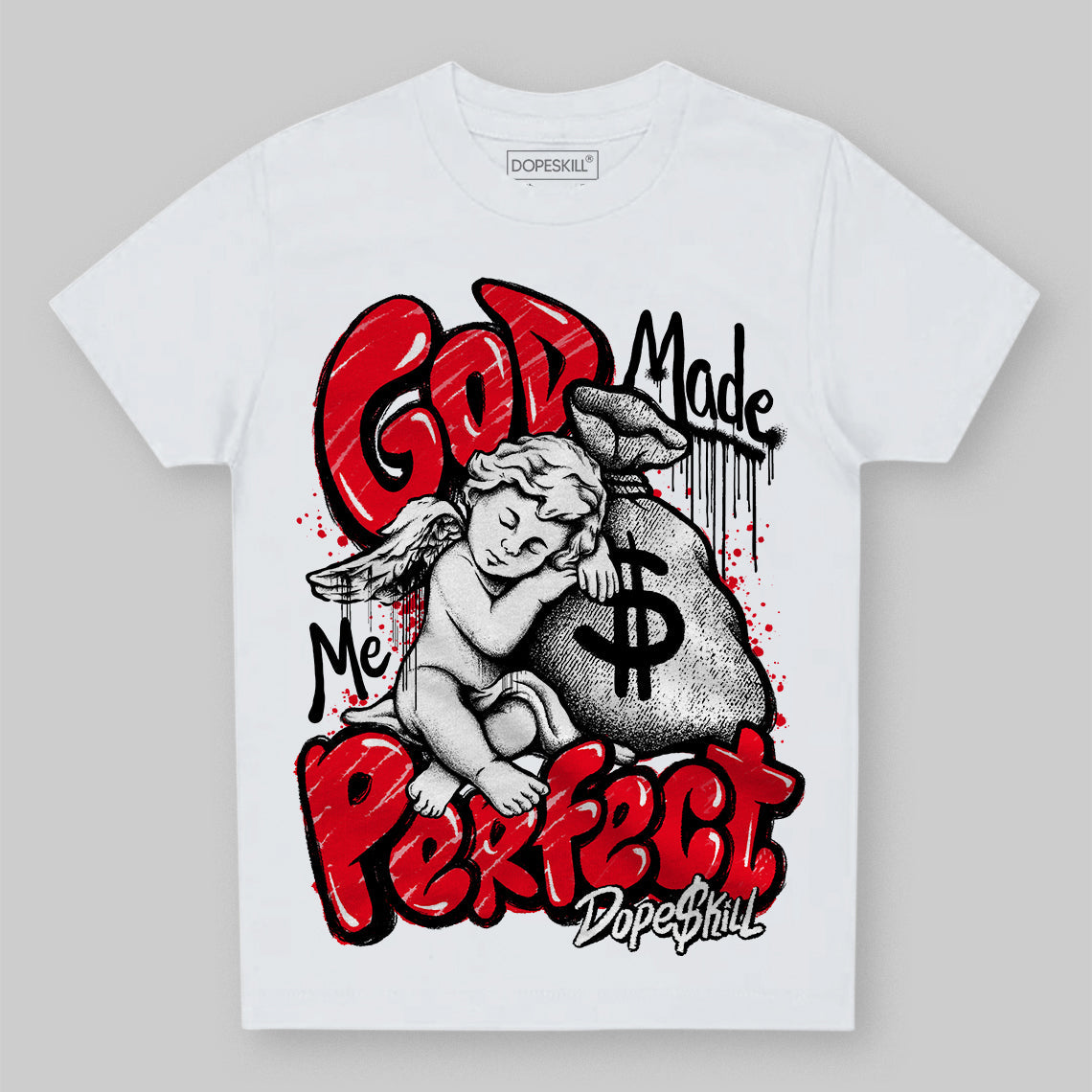 Red Thunder 4s superstreetwear Toddler Kids T-shirt God Made Me Perfect Graphic