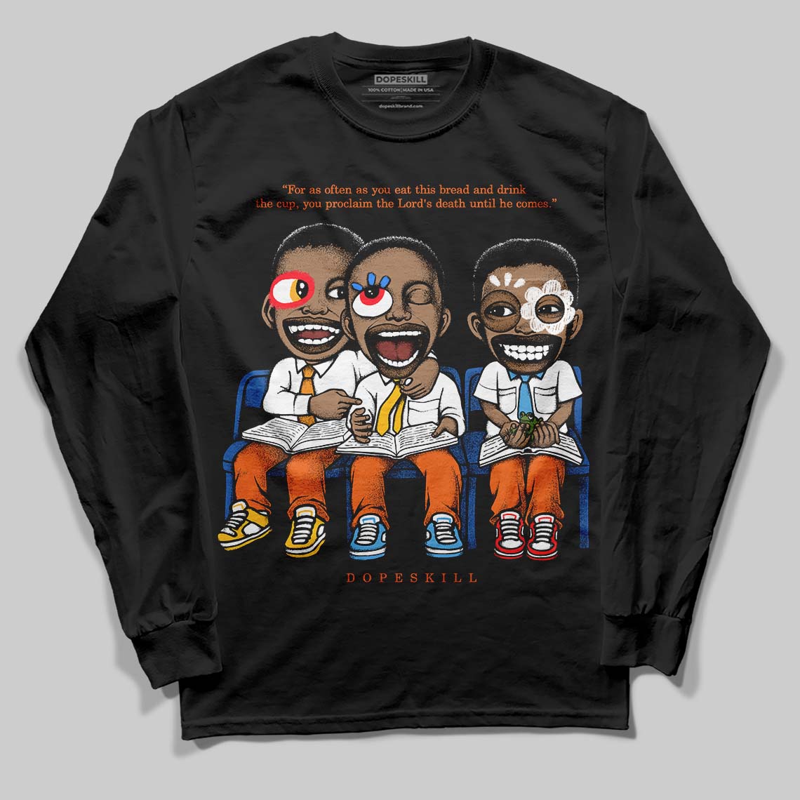 Orange Black White superstreetwear Long Sleeve T-Shirt First Sunday Graphic