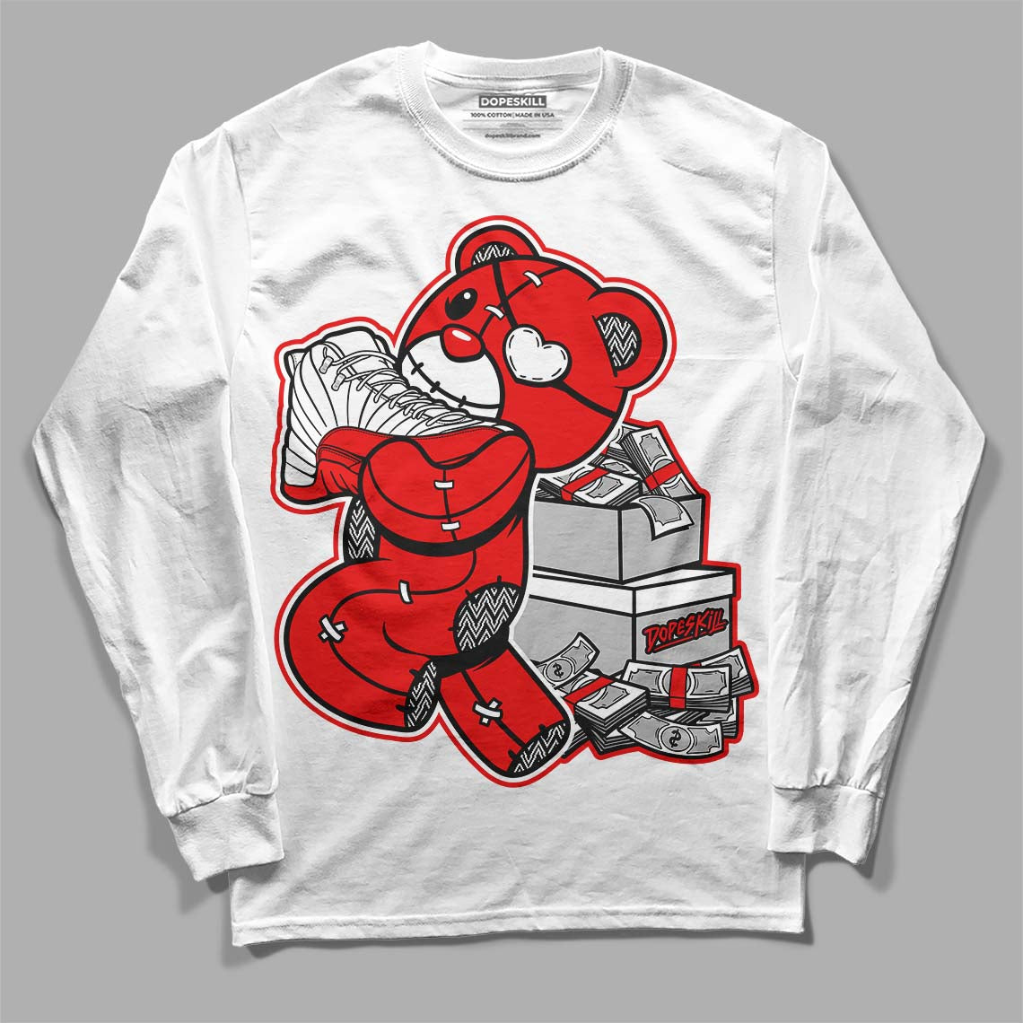 Cherry 12s superstreetwear Long Sleeve T-Shirt Bear Steals Sneaker Graphic