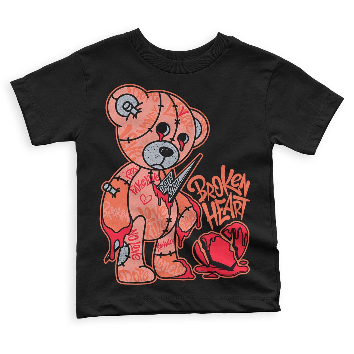Crimson Bliss 5s superstreetwear Toddler Kids T-shirt Broken Heart Graphic