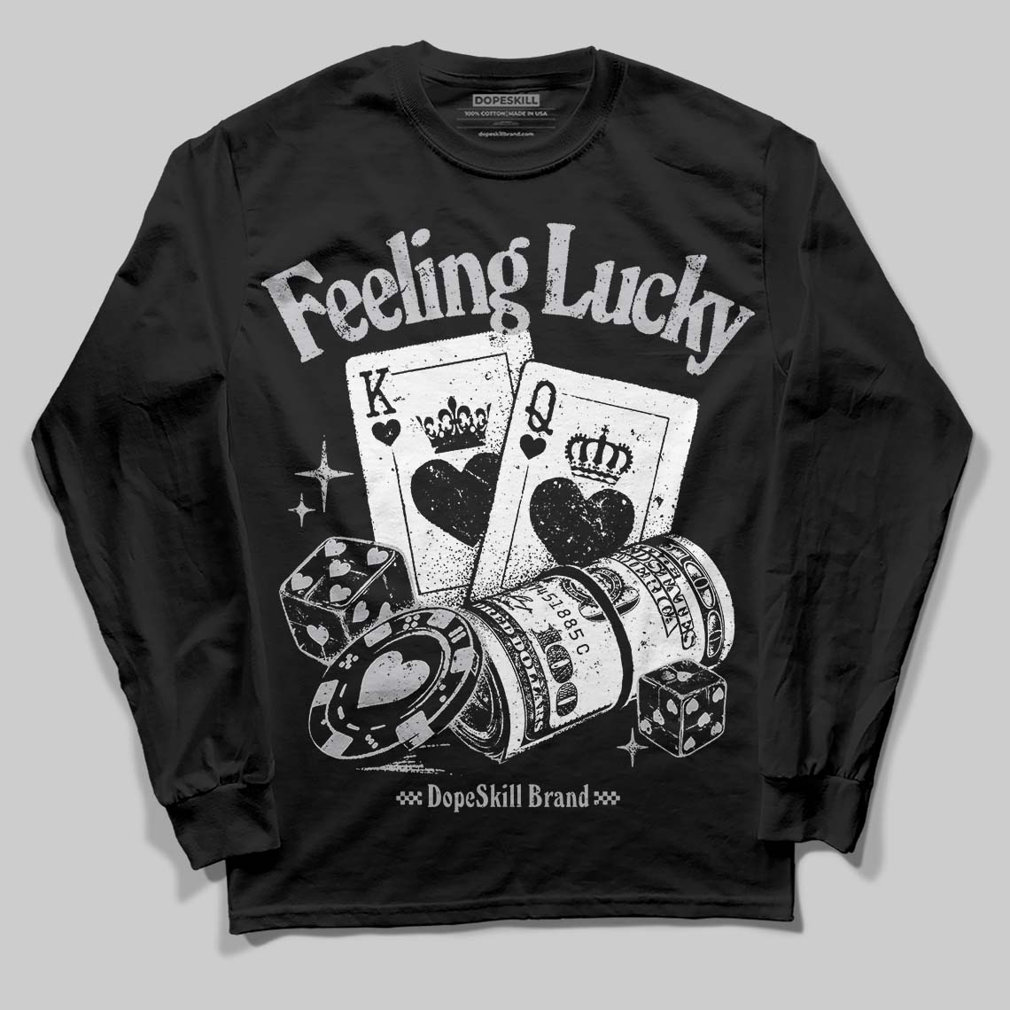 Grey Collection superstreetwear Long Sleeve T-Shirt Feeling Lucky Graphic