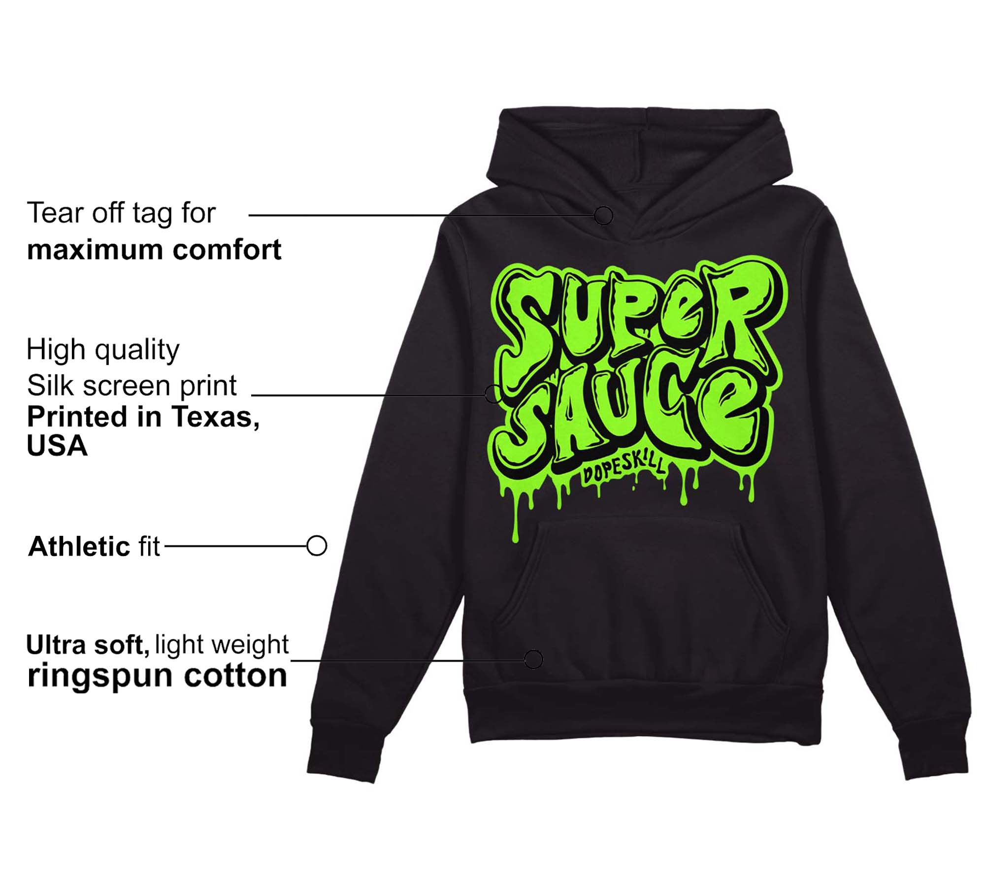 Neon Green Collection superstreetwear Hoodie Sweatshirt Super Sauce Graphic
