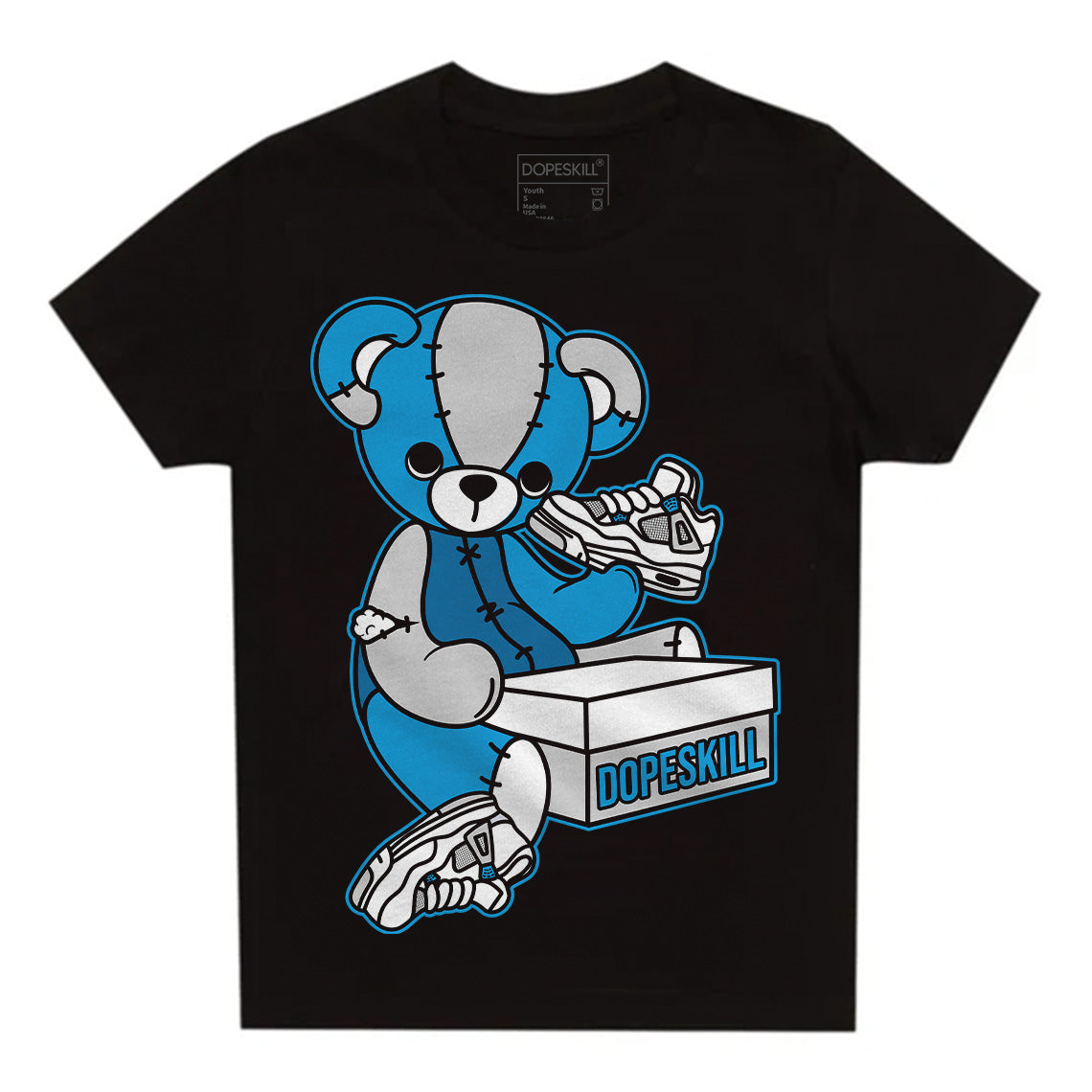 Military Blue 4s superstreetwear Toddler Kids T-shirt Sneakerhead BEAR Graphic