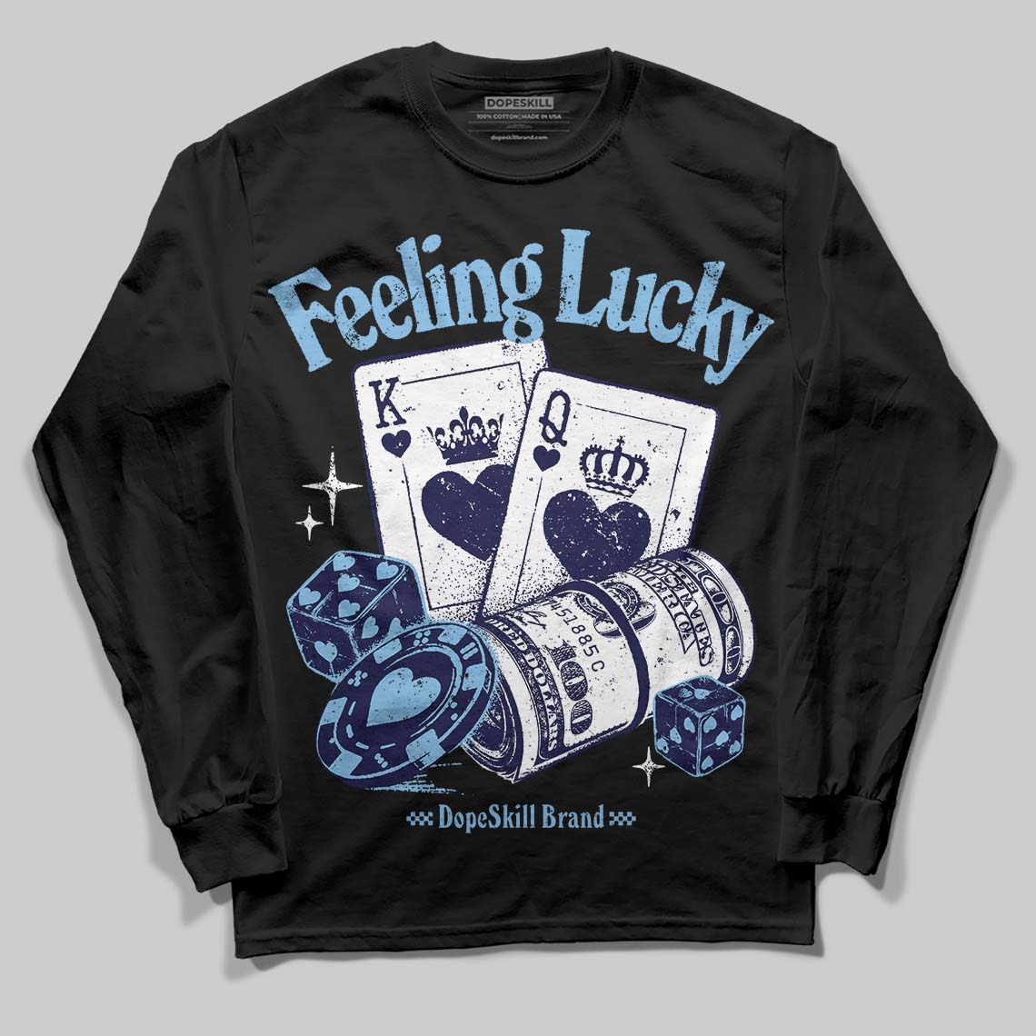 University Blue Collection superstreetwear Long Sleeve T-Shirt Feeling Lucky Graphic