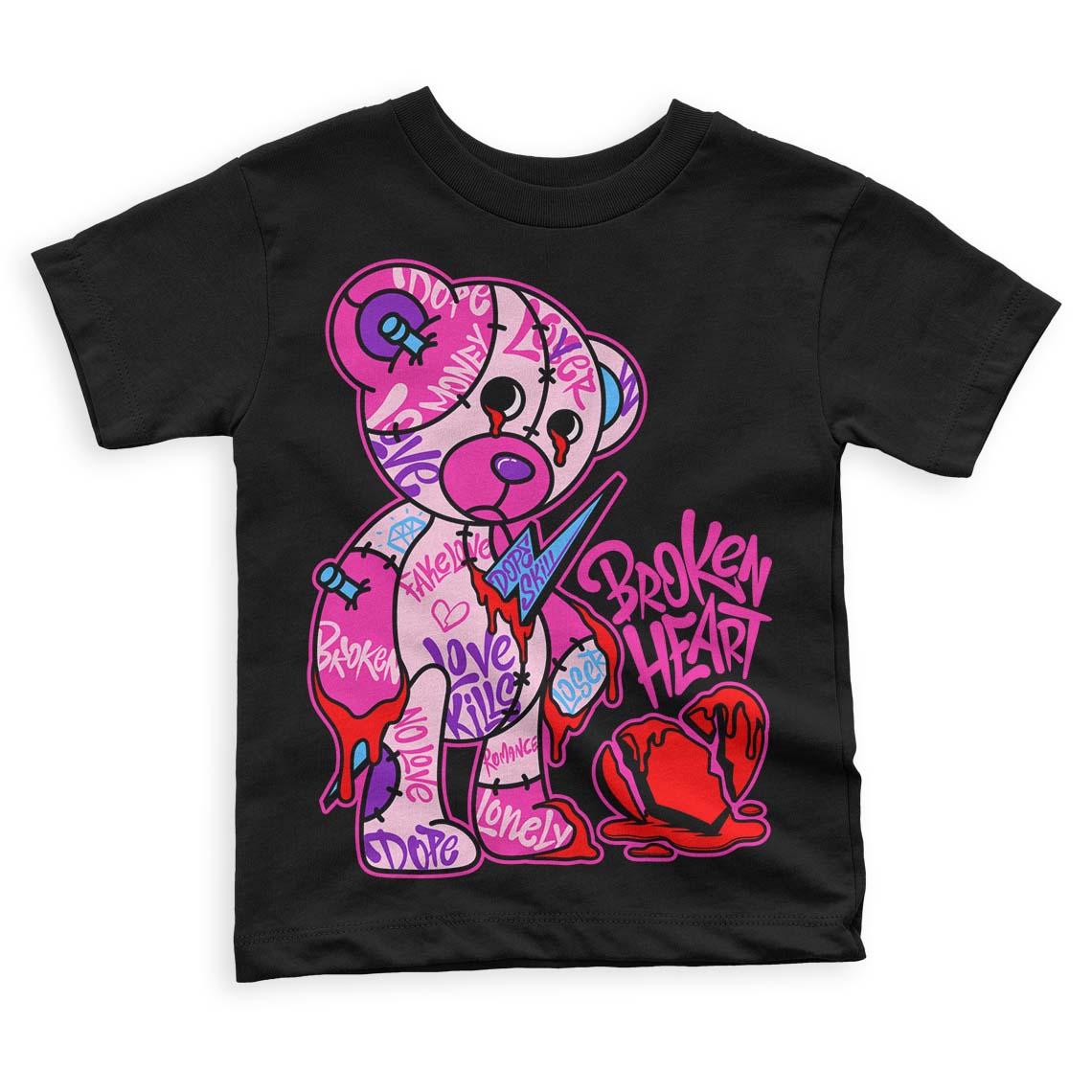 Triple Pink Dunk Low superstreetwear Toddler Kids T-shirt Broken Heart Graphic