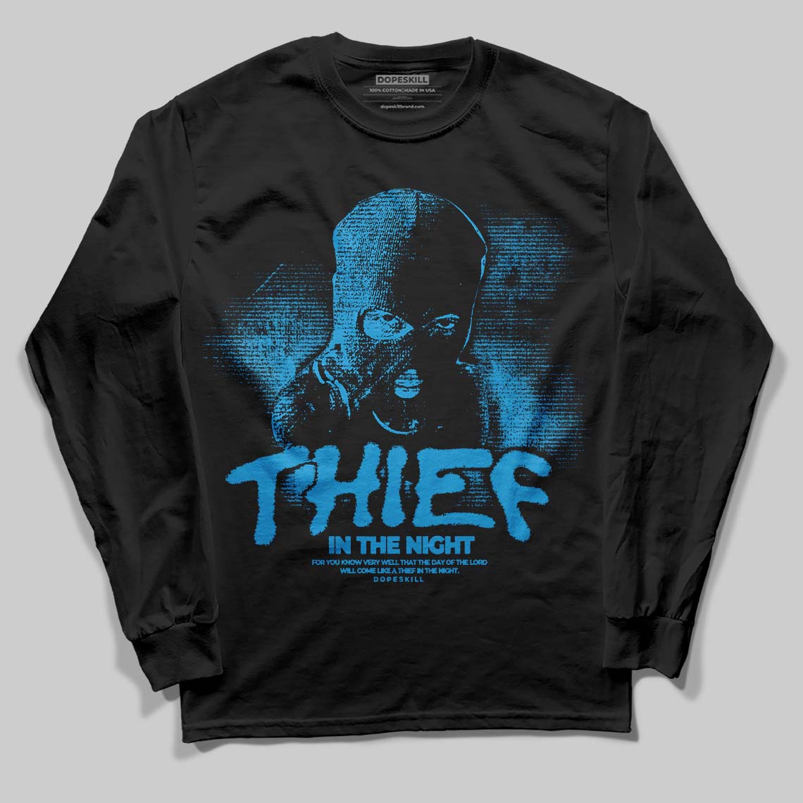 Military Blue 4s superstreetwear Long Sleeve T-Shirt Thief In The Night Graphic
