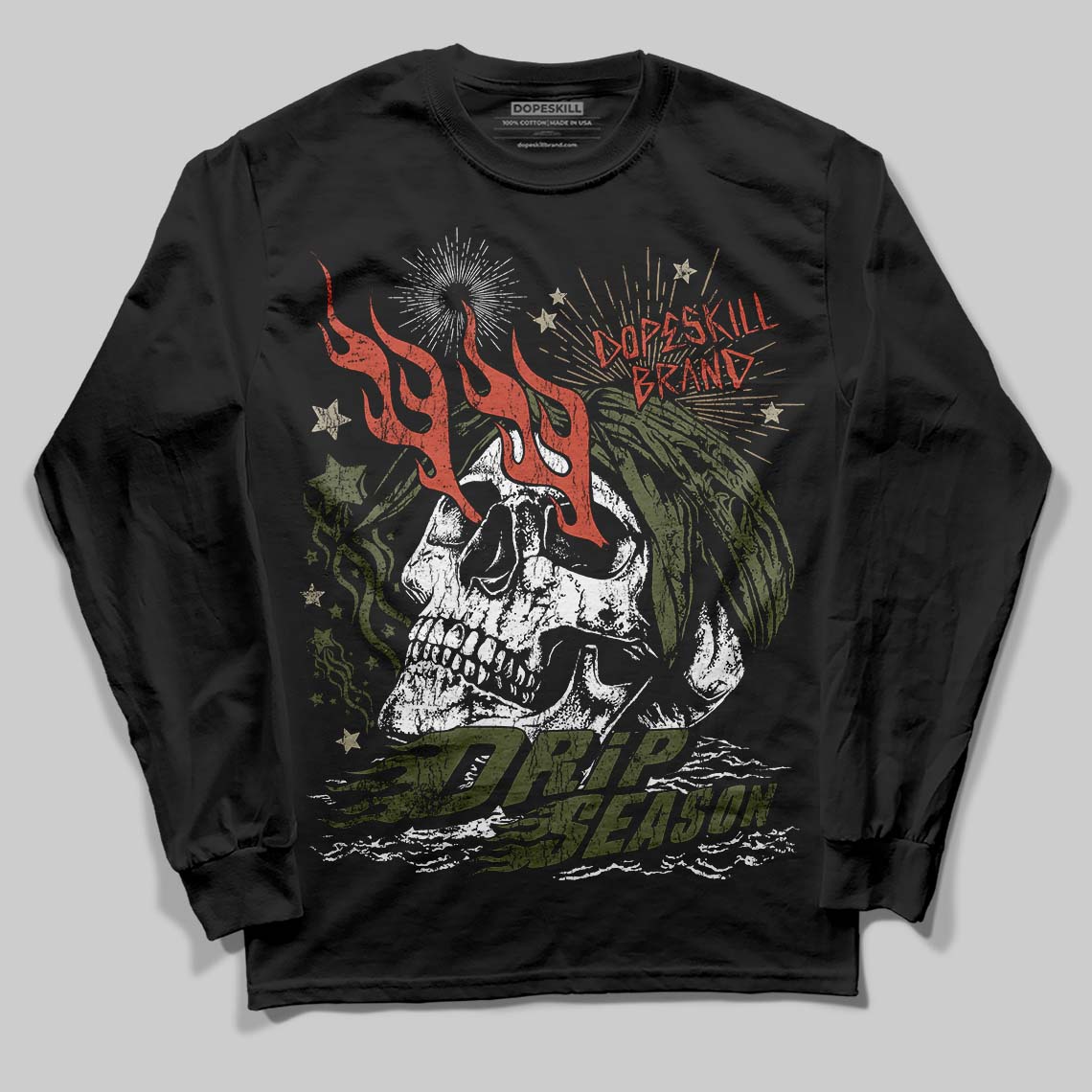 Olive Collection superstreetwear Long Sleeve T-Shirt Drip Season Graphic