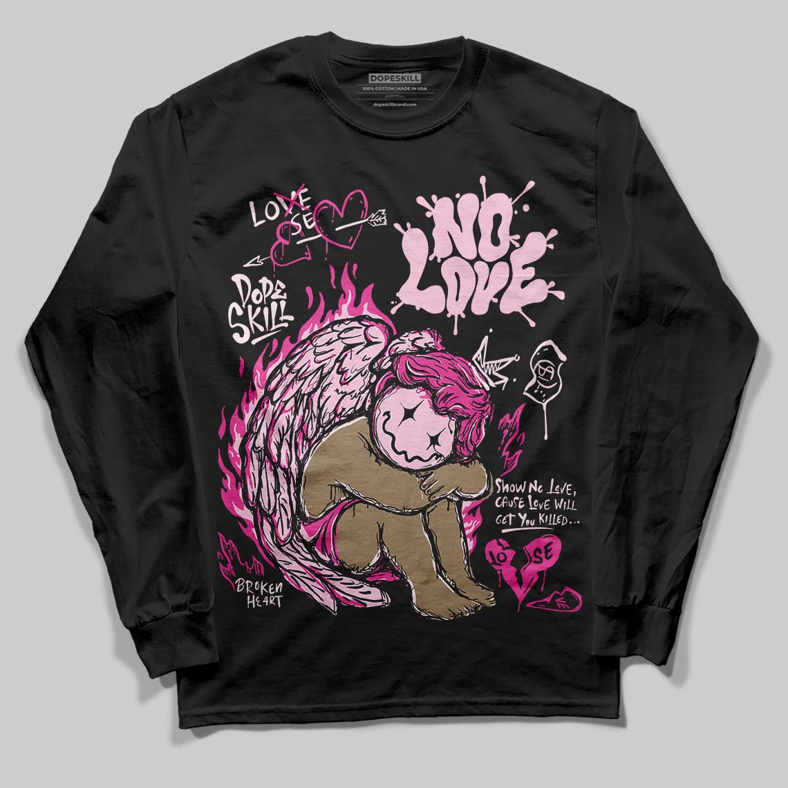 Triple Pink Dunk superstreetwear Long Sleeve T-Shirt No Love Graphic