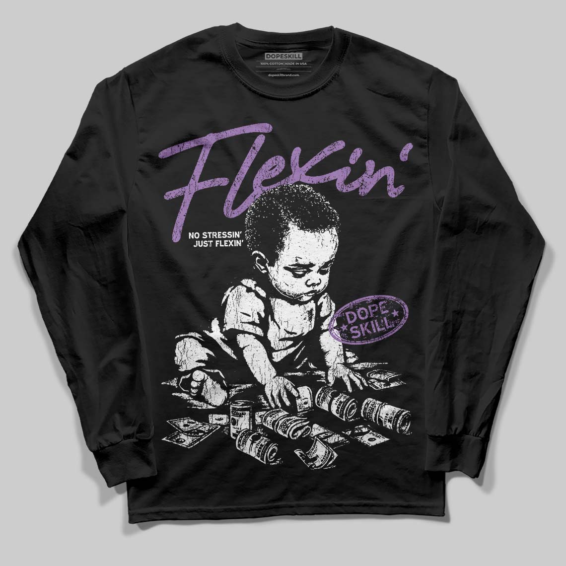 PURPLE Collection superstreetwear Long Sleeve T-Shirt Flexin' Graphic