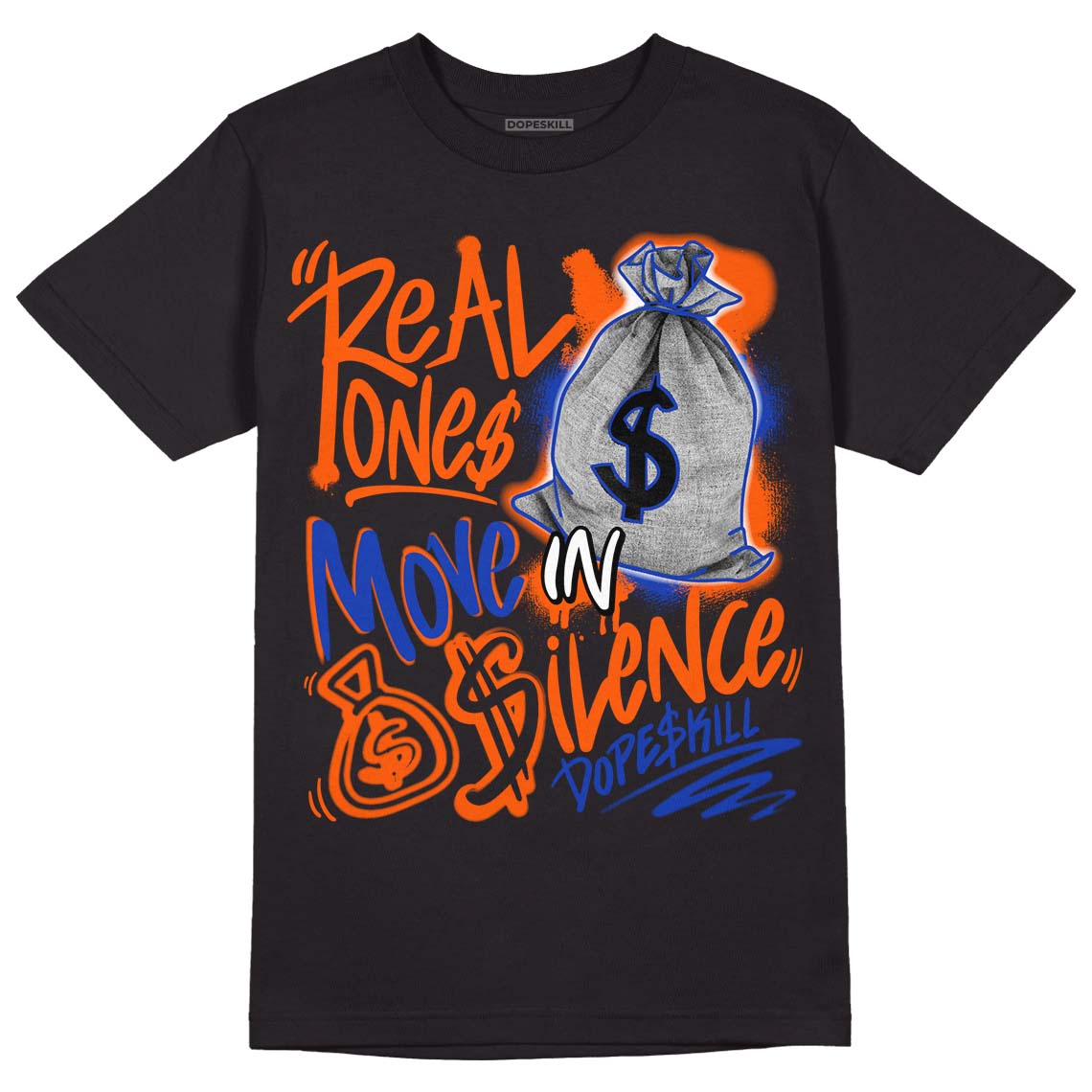 Dunk Low Futura Orange Blaze superstreetwear T-Shirt Real Ones Move In Silence Graphic