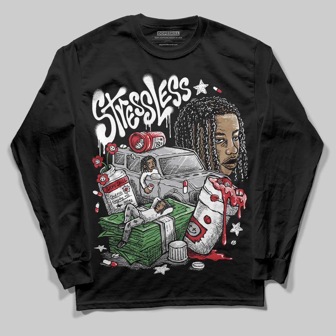 White Cement 4s superstreetwear Long Sleeve T-Shirt Stressless Graphic