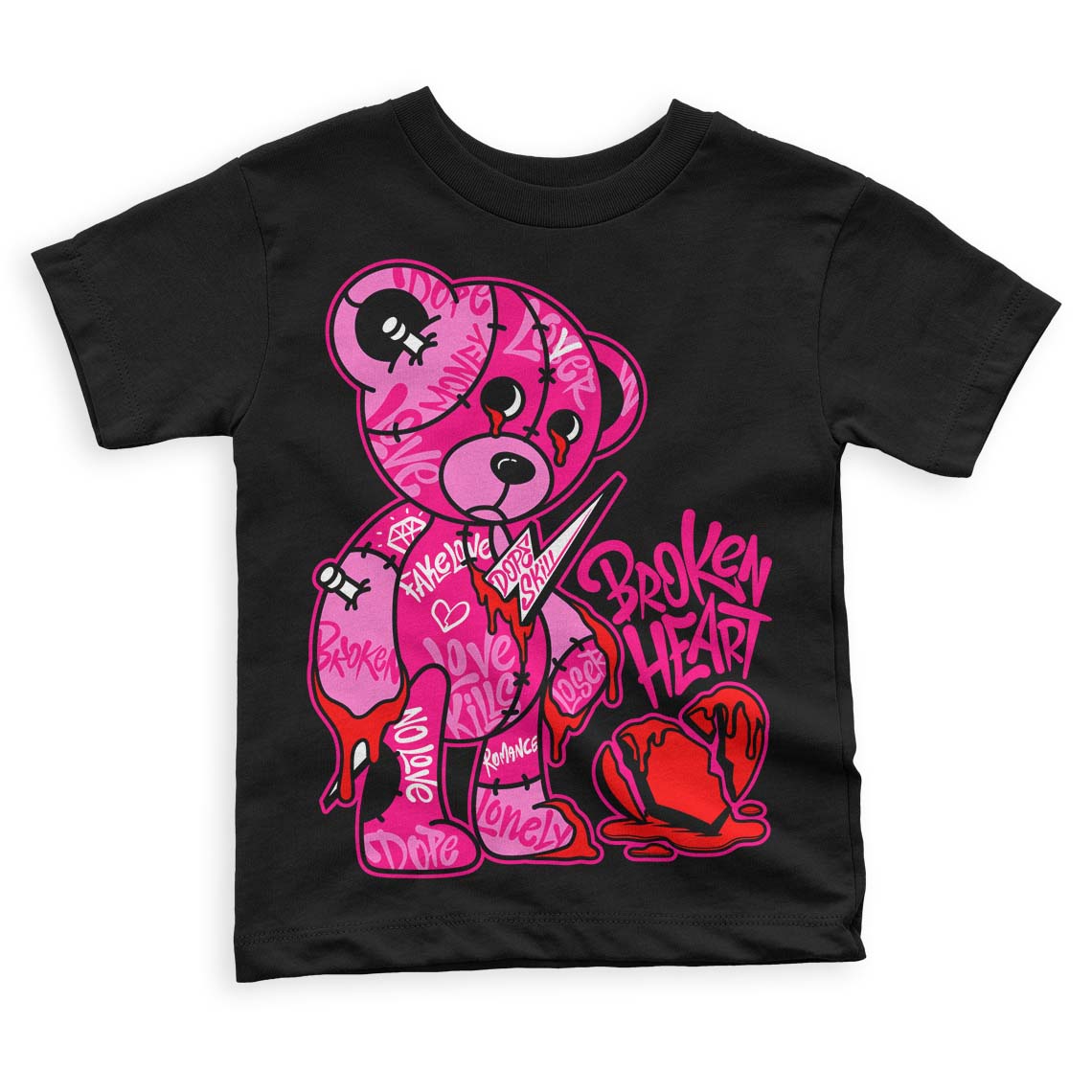Fierce Pink 1s superstreetwear Toddler Kids T-shirt Broken Heart Graphic