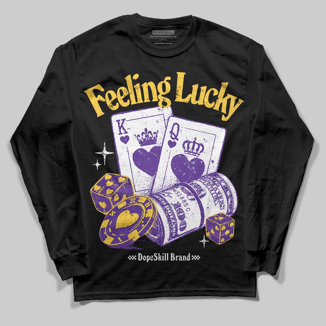 PURPLE Collection superstreetwear Long Sleeve T-Shirt Feeling Lucky Graphic