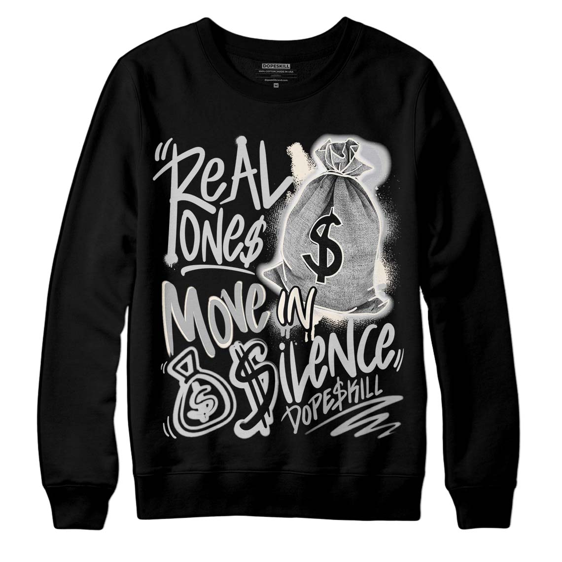 Off Noir 3s superstreetwear Sweatshirt Real Ones Move In Silence Graphic
