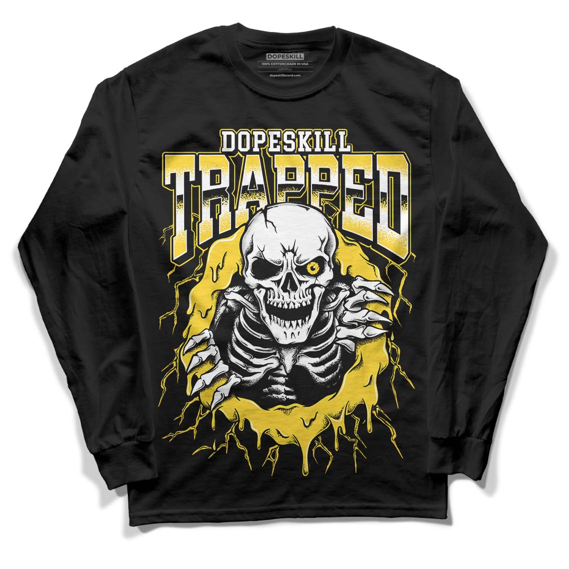 Black Tour Yellow AJ 4 Thunder superstreetwear Long Sleeve T-Shirt Trapped Halloween Graphic