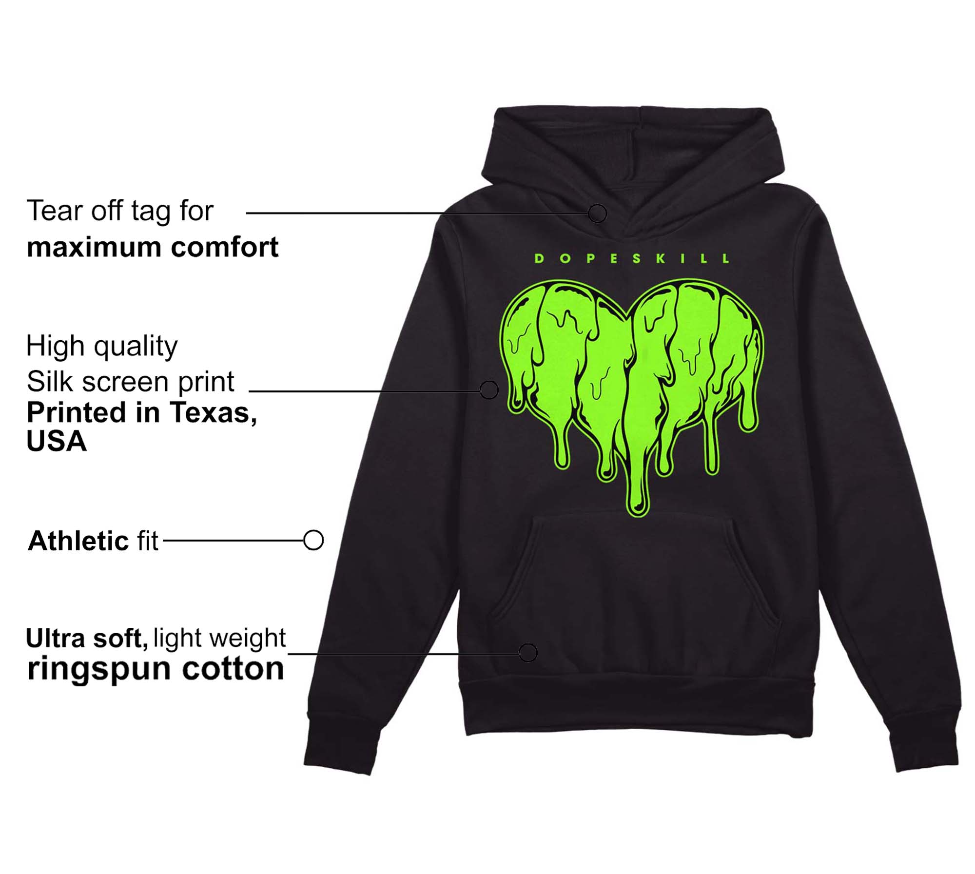 Neon Green Collection superstreetwear Hoodie Sweatshirt Slime Drip Heart Graphic