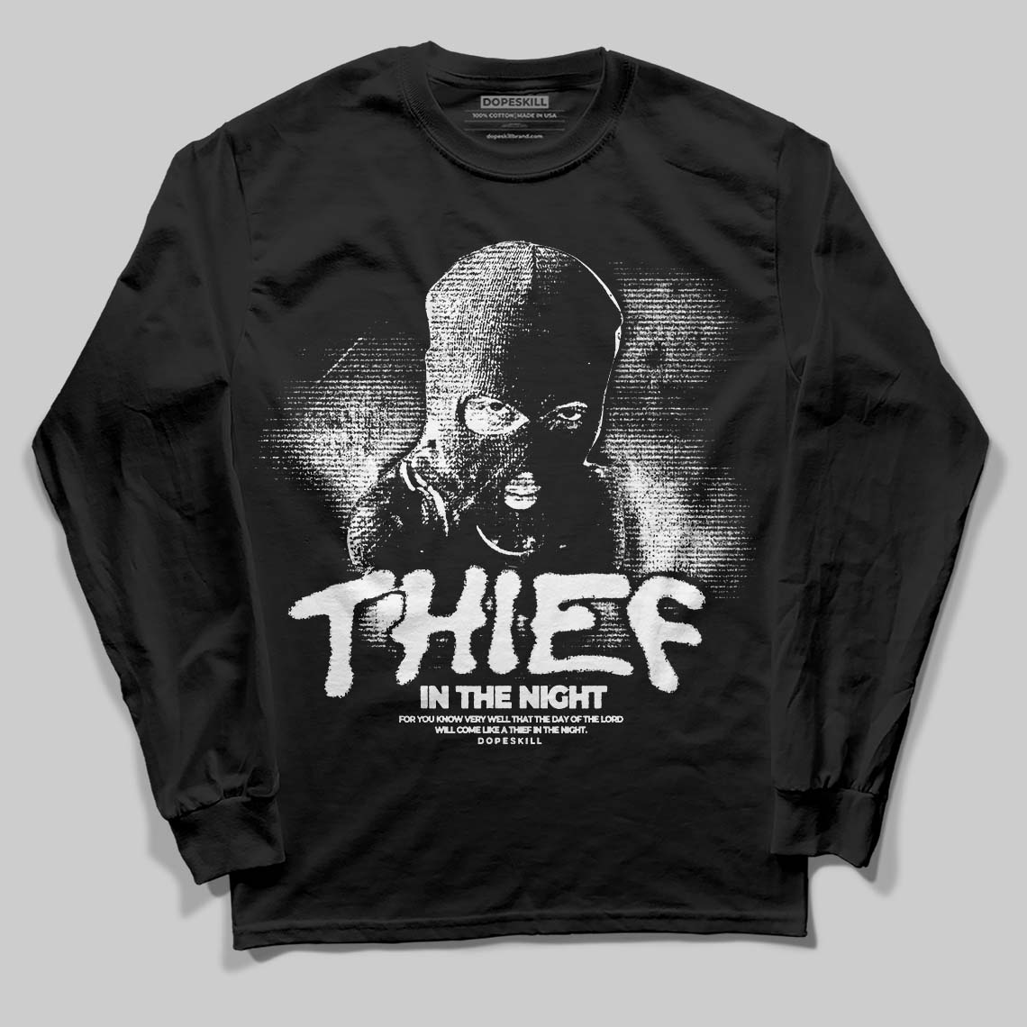 Black and White Collection superstreetwear Long Sleeve T-Shirt Thief In The Night Graphic