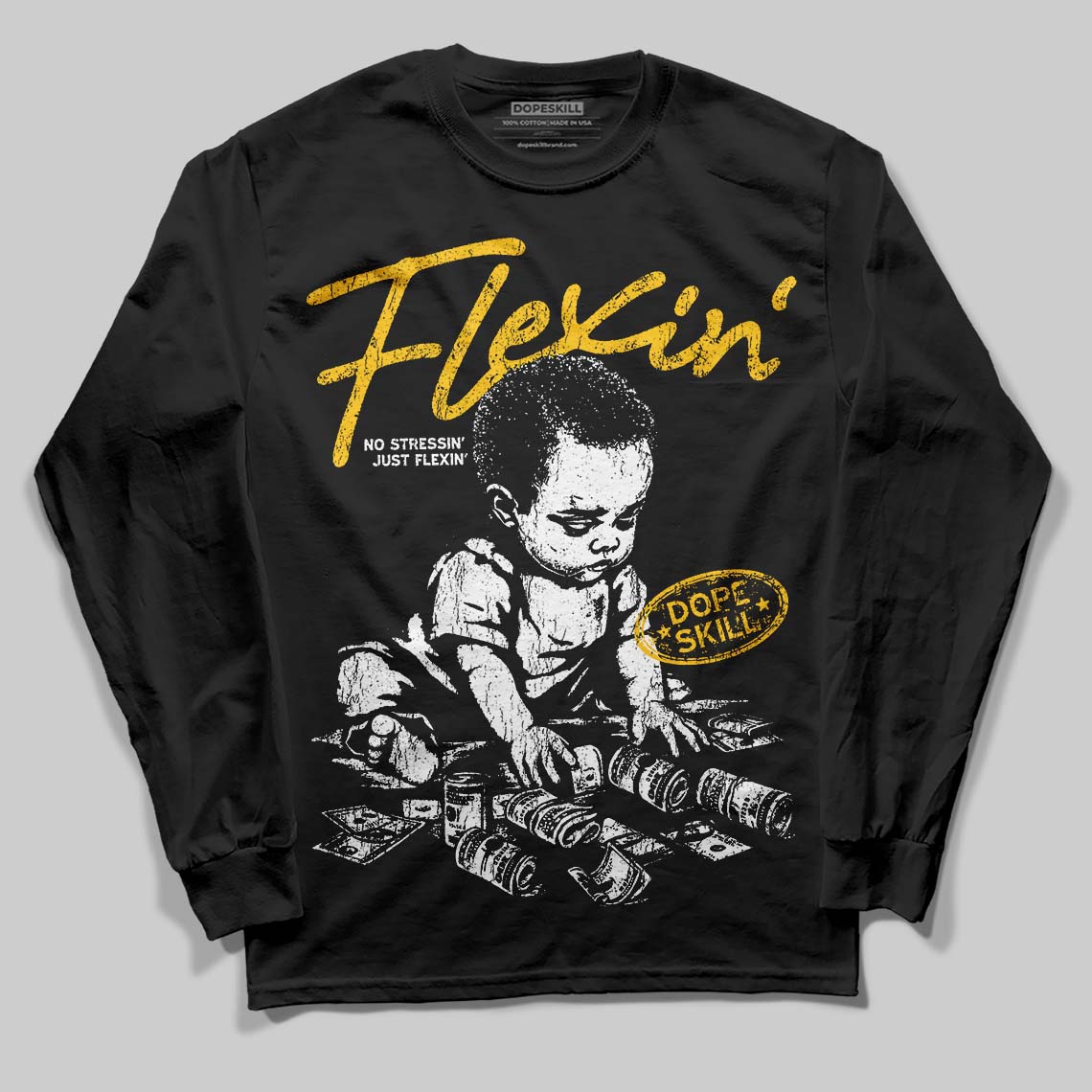 Yellow Collection superstreetwear Long Sleeve T-Shirt Flexin' Graphic
